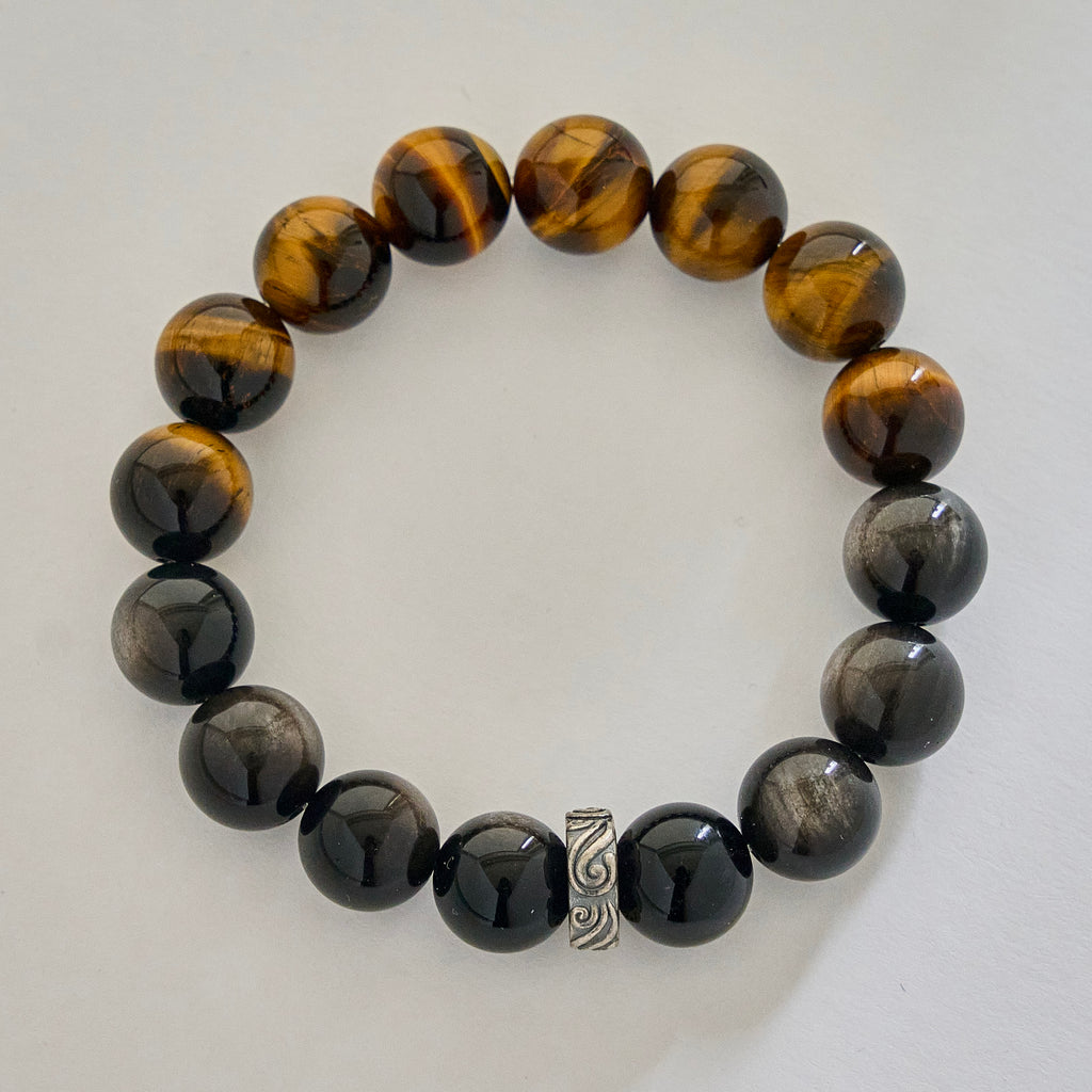 Gilded Shield – Tiger's Eye & Golden Obsidian Bracelet | Protection · Confidence · Grounding