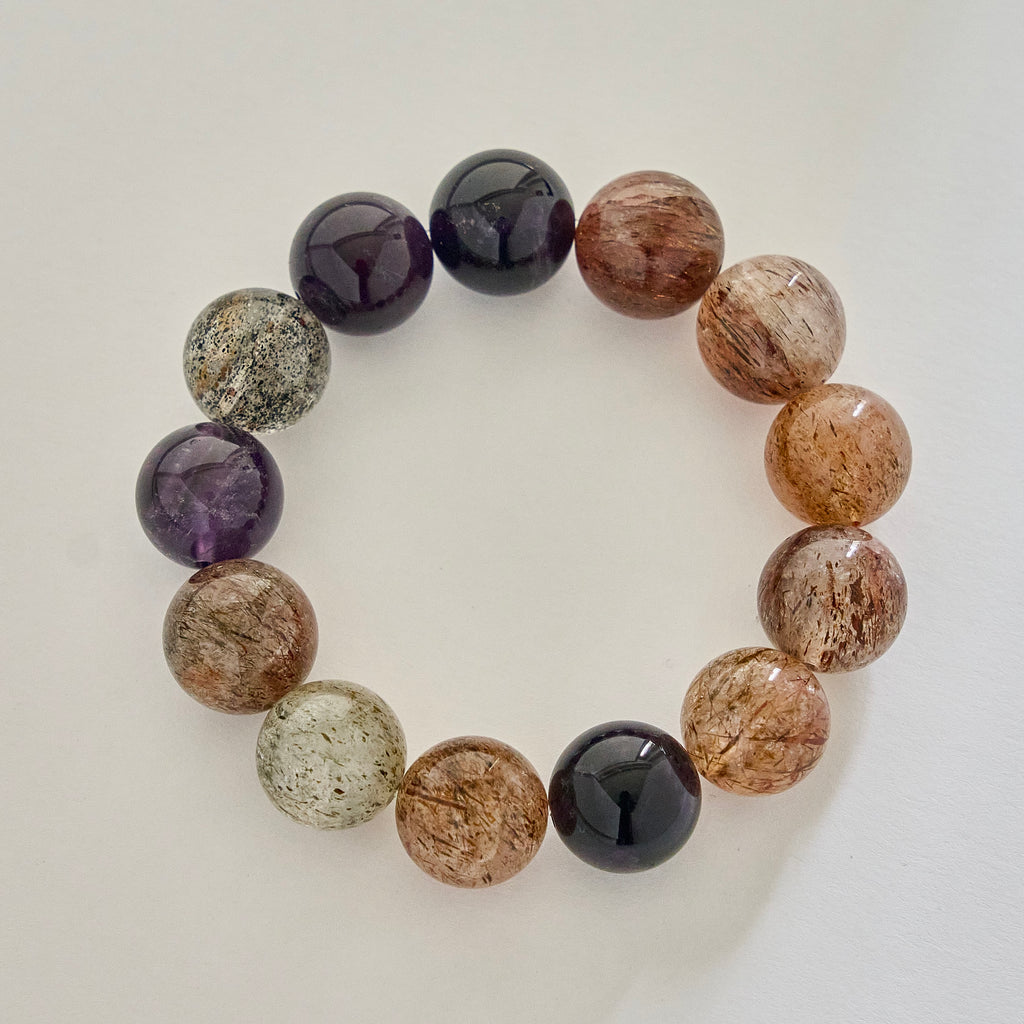 Earthen Violet – Amethyst & Mixed Crystal Bracelet | Grounding · Clarity · Inner Renewal