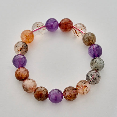 Crimson Violet – Amethyst & Rutilated Quartz Bracelet | Clarity · Vitality · Grounding