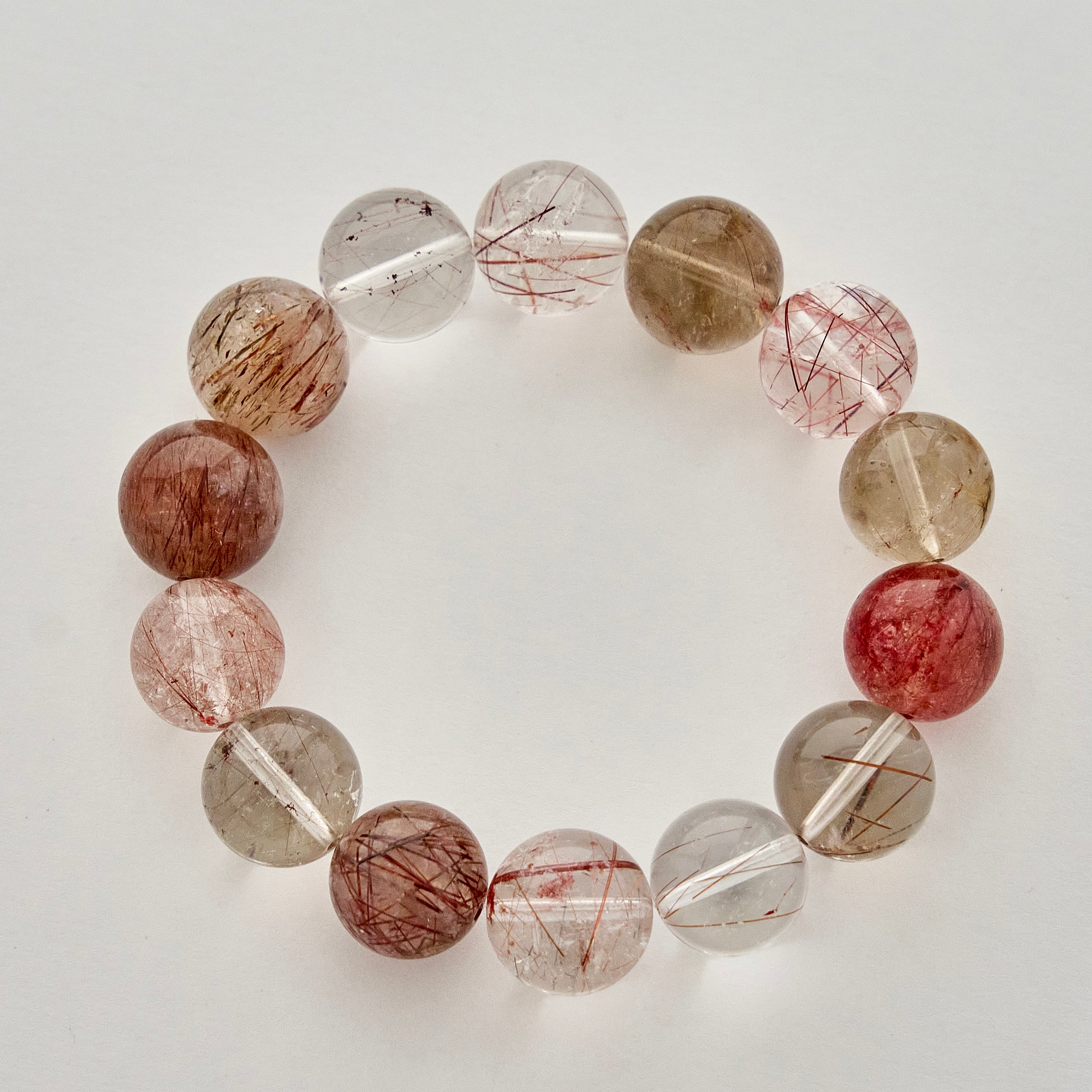 Persephone's Veil – Red Rutilated Quartz & Strawberry Quartz Bracelet | Abundance · Grounding · Vital Energy
