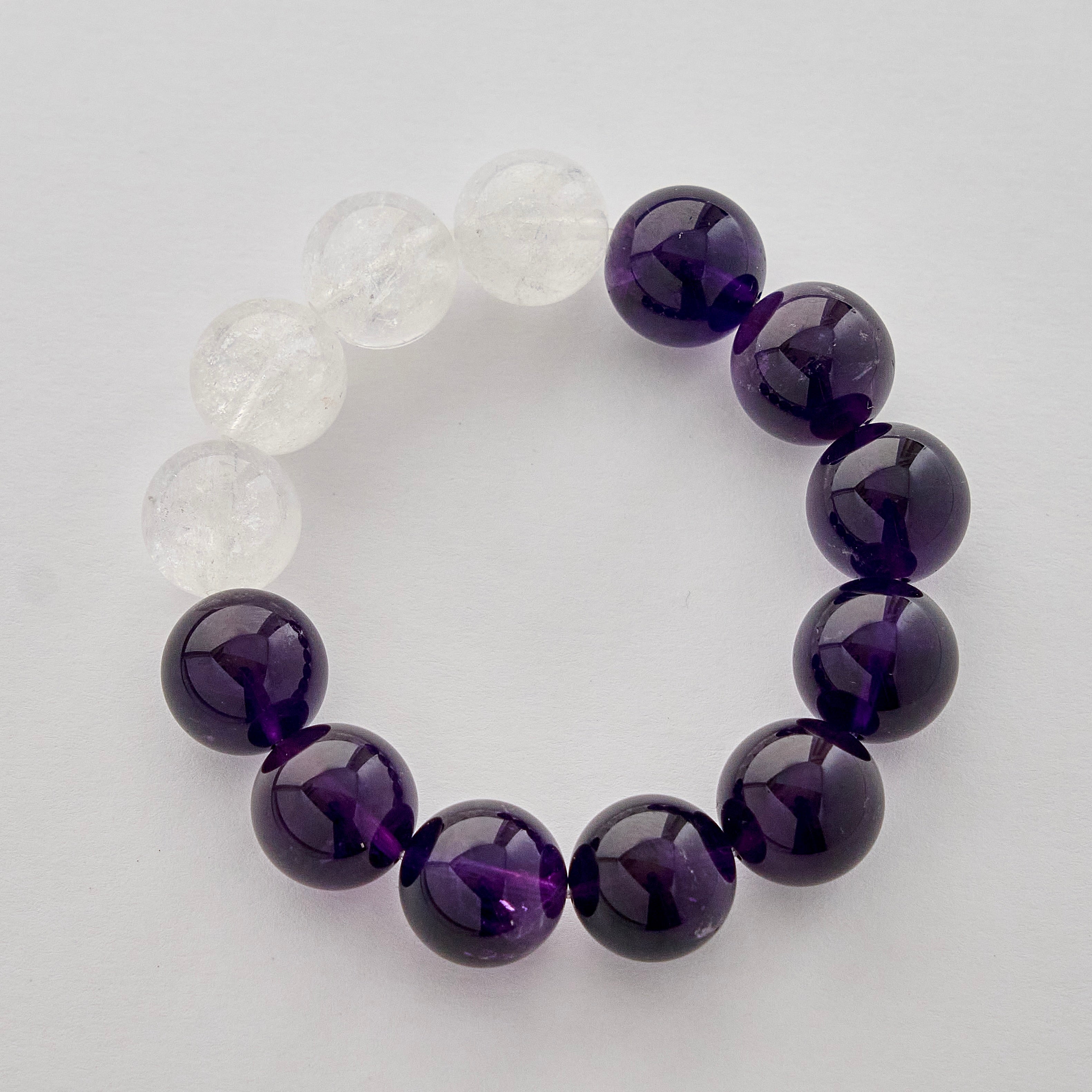 Lunar Violet – Amethyst & Clear Quartz Crystal Bracelet | Calm · Clarity · Intuition