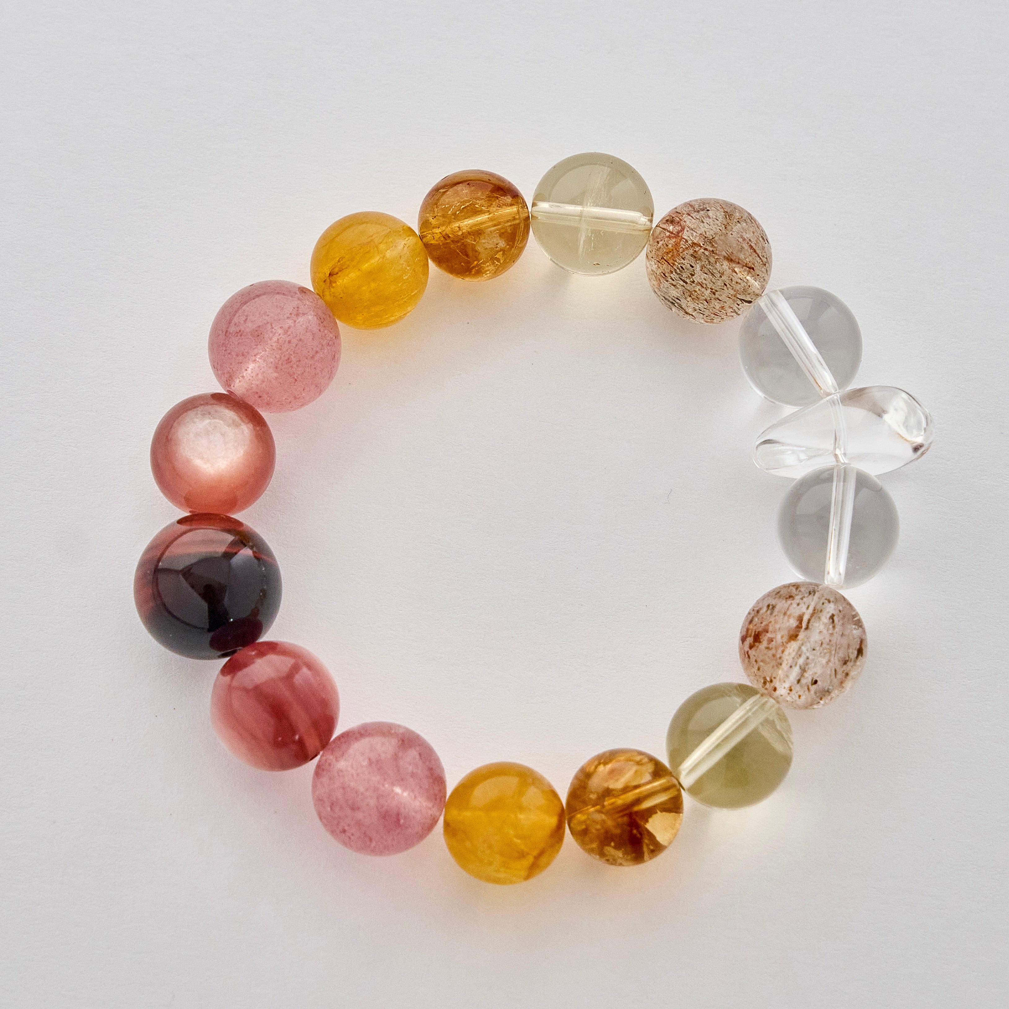Honey Blush – Strawberry Quartz, Lemon Quartz, Rose Quartz & Clear Quartz Bracelet | Joy · Softness · Clarity
