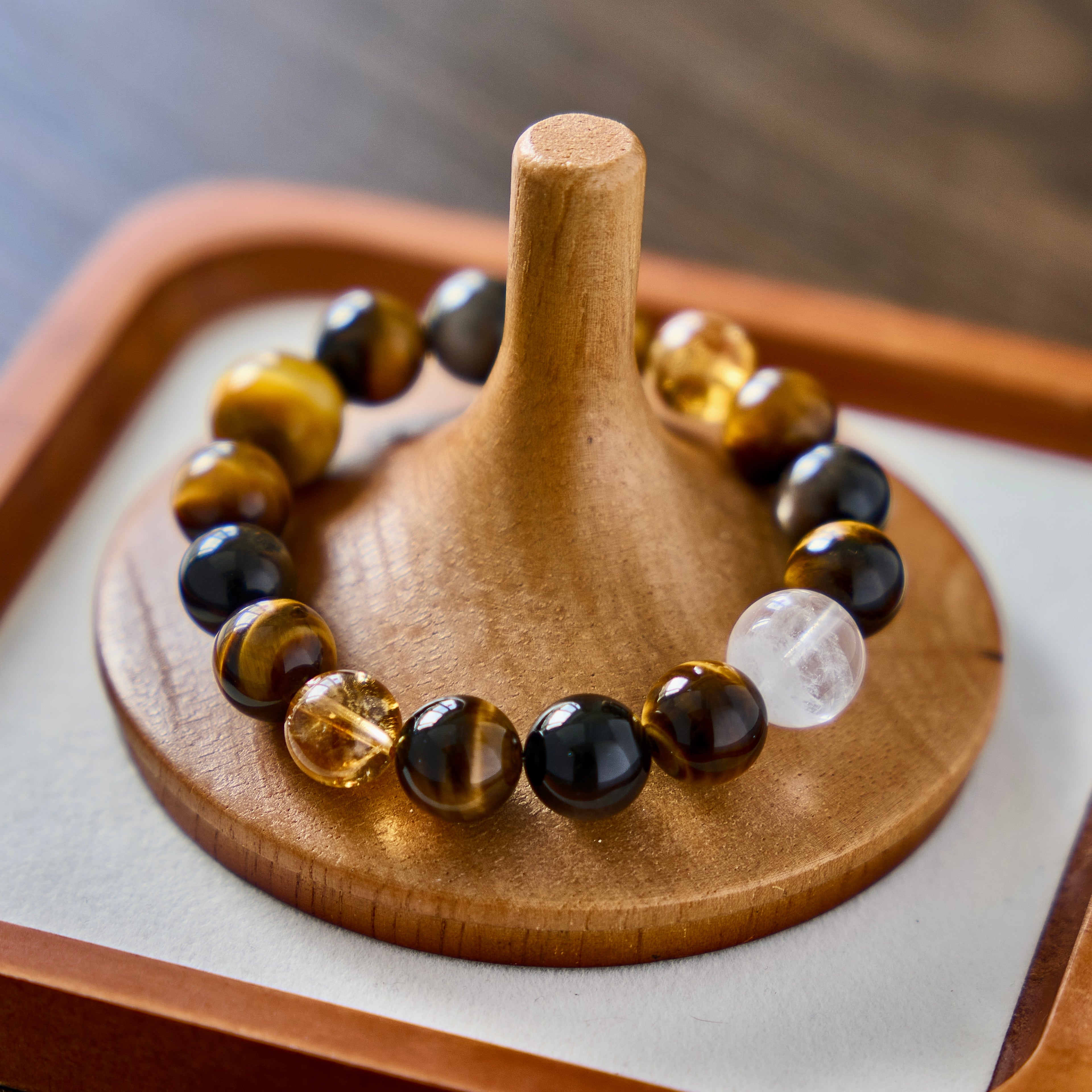 Golden Sentinel – Tiger's Eye, Golden Obsidian & Clear Quartz Bracelet | Protection · Confidence · Clarity
