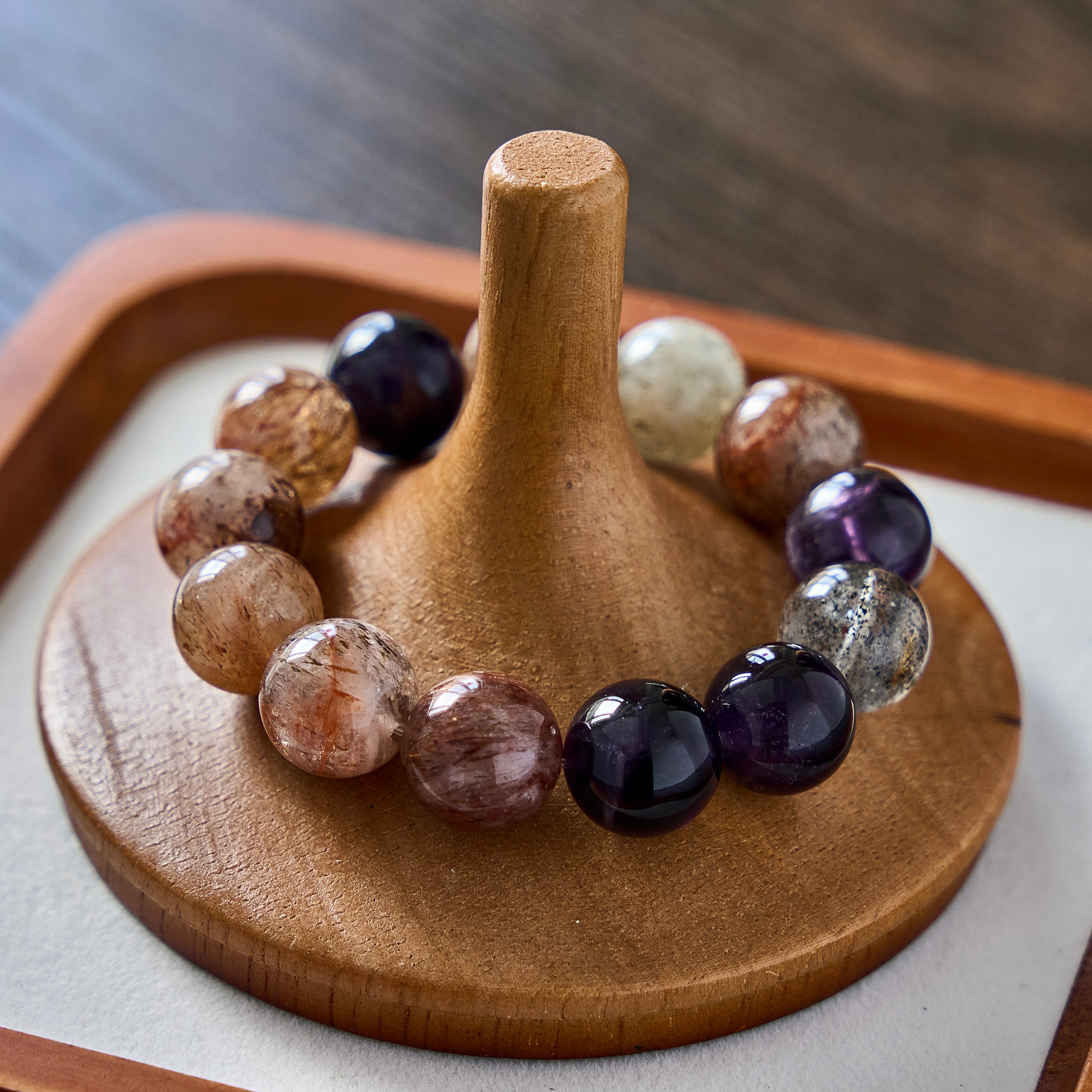 Earthen Violet – Amethyst & Mixed Crystal Bracelet | Grounding · Clarity · Inner Renewal