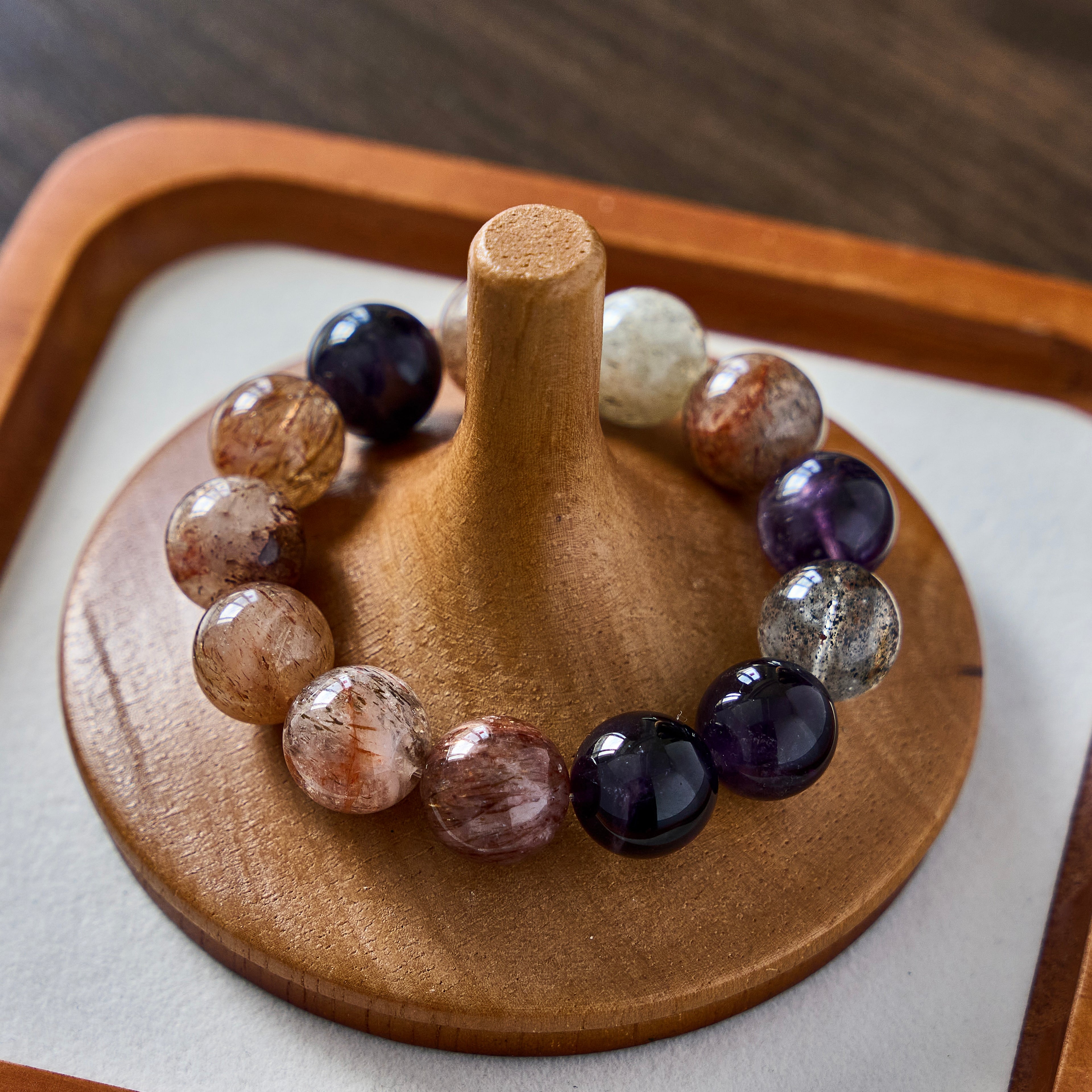 Earthen Violet – Amethyst & Mixed Crystal Bracelet | Grounding · Clarity · Inner Renewal