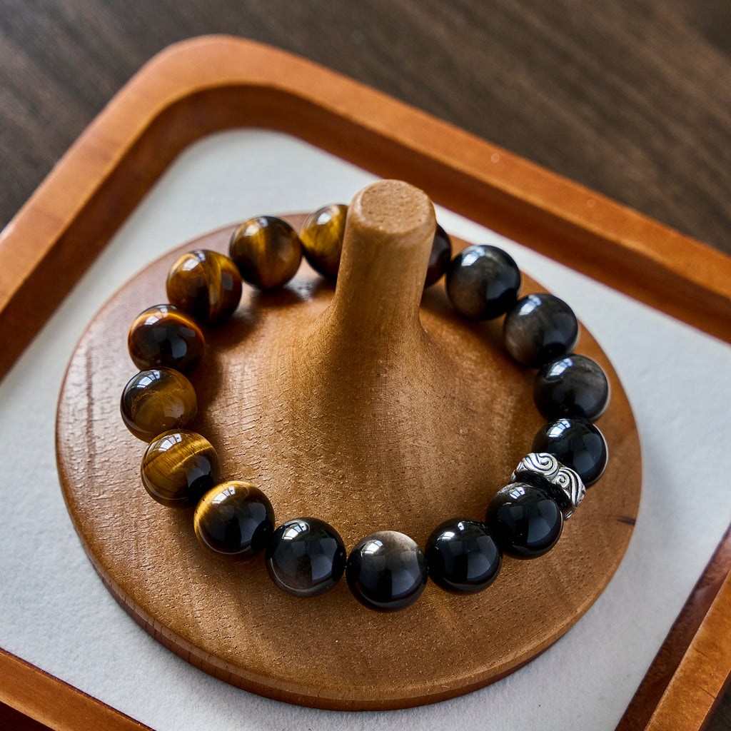 Gilded Shield – Tiger's Eye & Golden Obsidian Bracelet | Protection · Confidence · Grounding