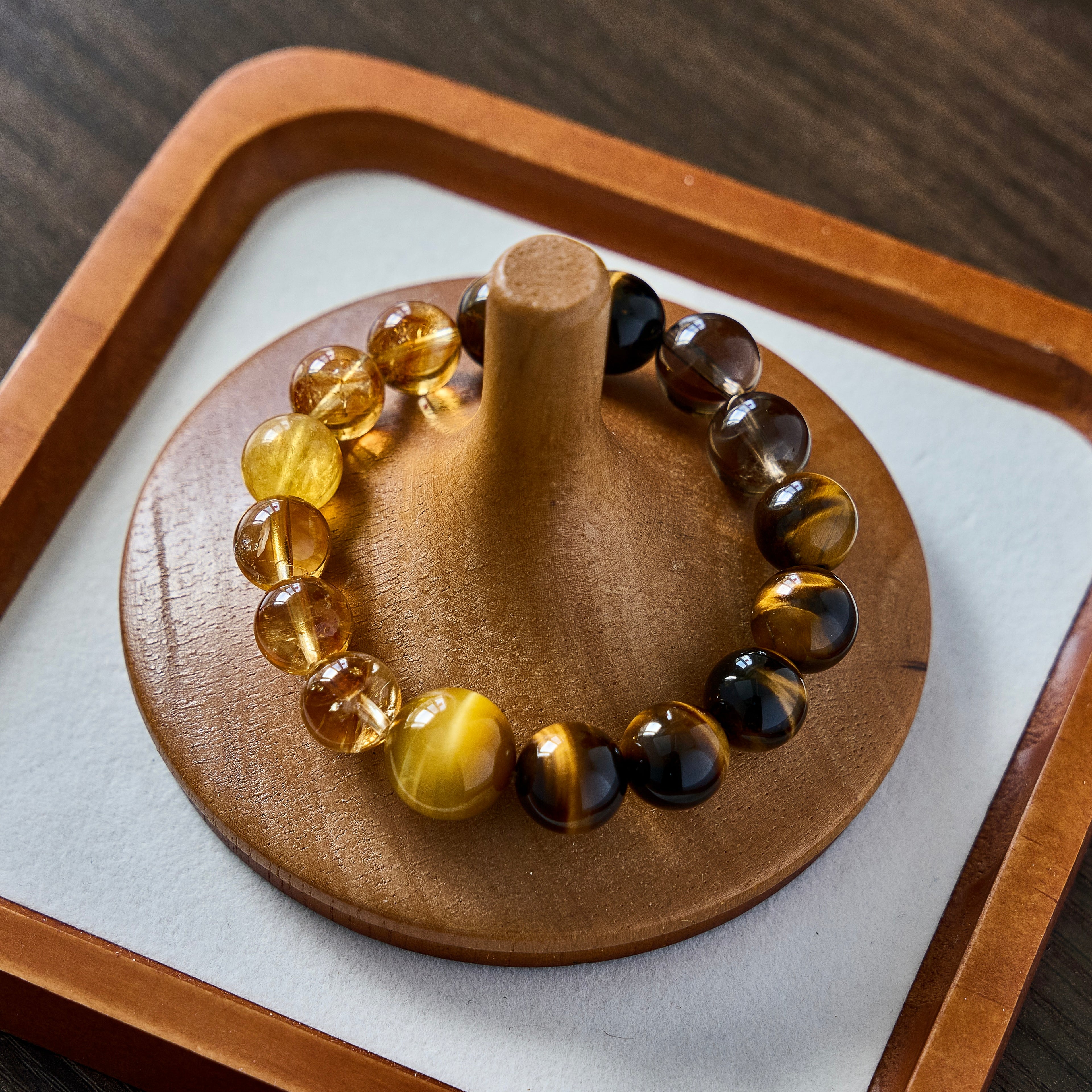 Golden Hearth – Tiger's Eye, Citrine & Smoky Quartz Bracelet | Confidence · Grounding · Warmth