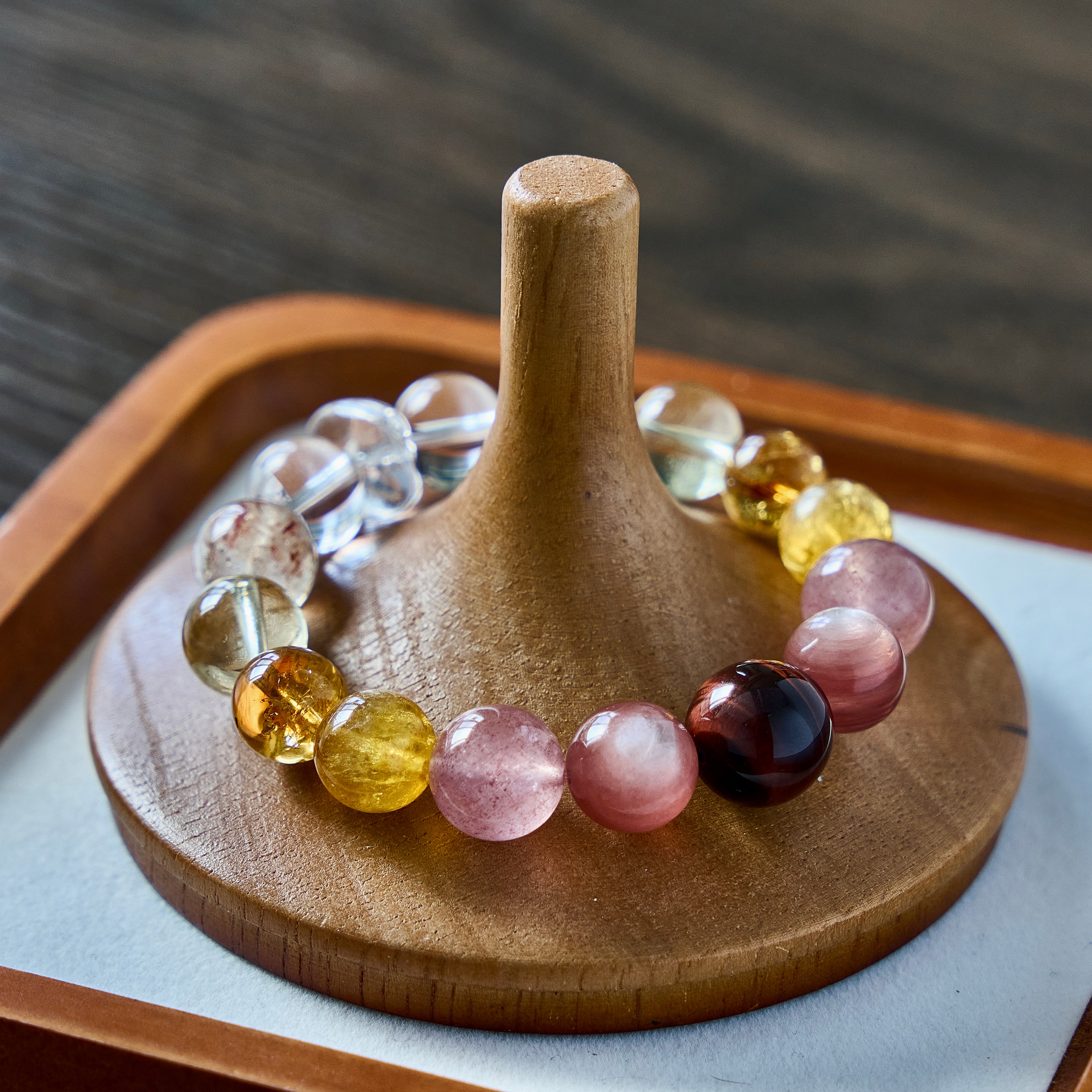 Honey Blush – Strawberry Quartz, Lemon Quartz, Rose Quartz & Clear Quartz Bracelet | Joy · Softness · Clarity
