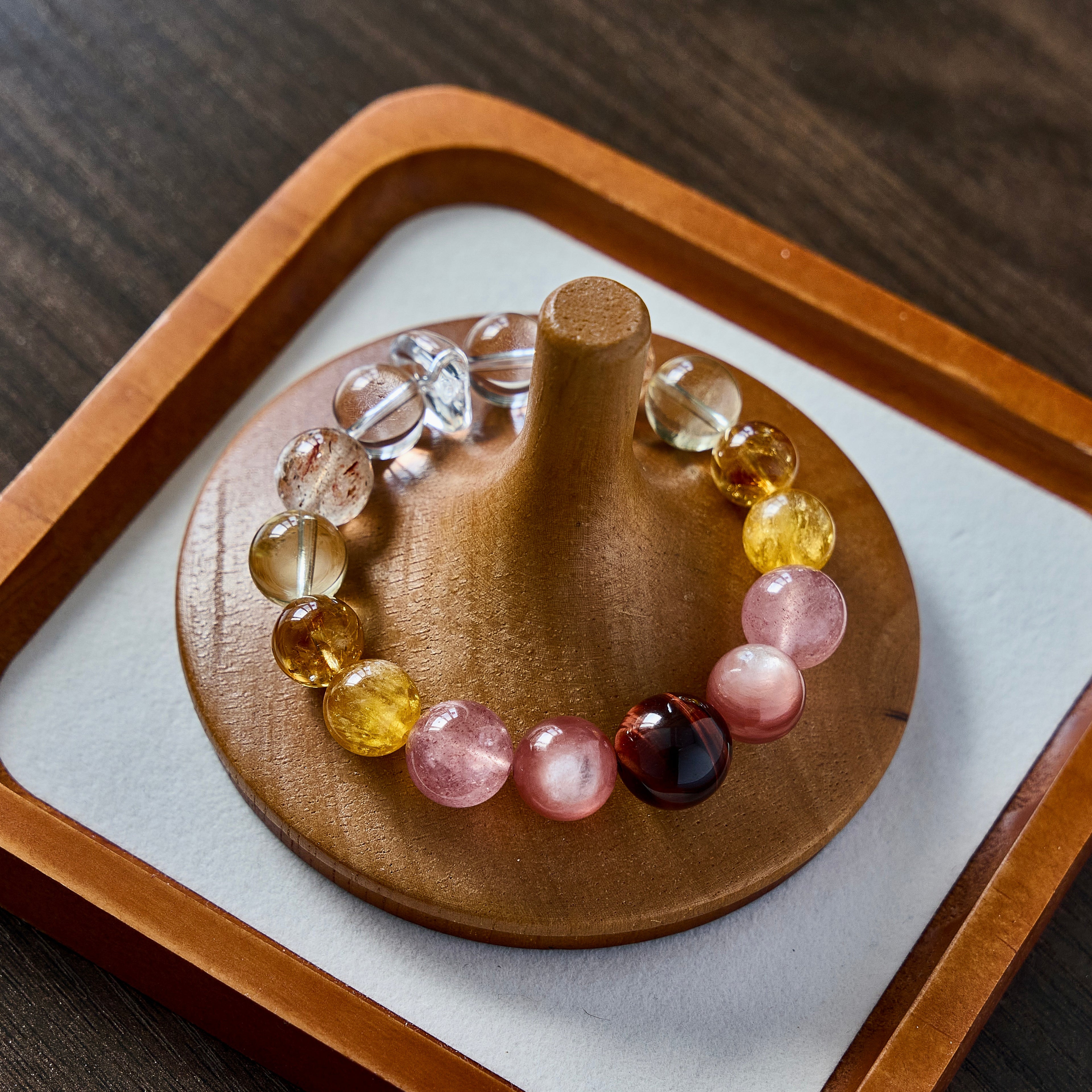 Honey Blush – Strawberry Quartz, Lemon Quartz, Rose Quartz & Clear Quartz Bracelet | Joy · Softness · Clarity
