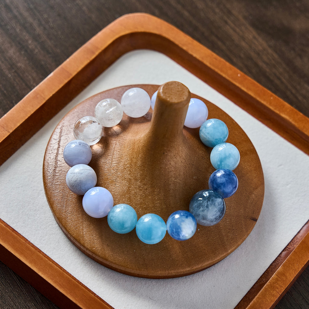 Sky Tide – Aquamarine & Blue Lace Agate Bracelet | Calm · Flow · Clear Expression