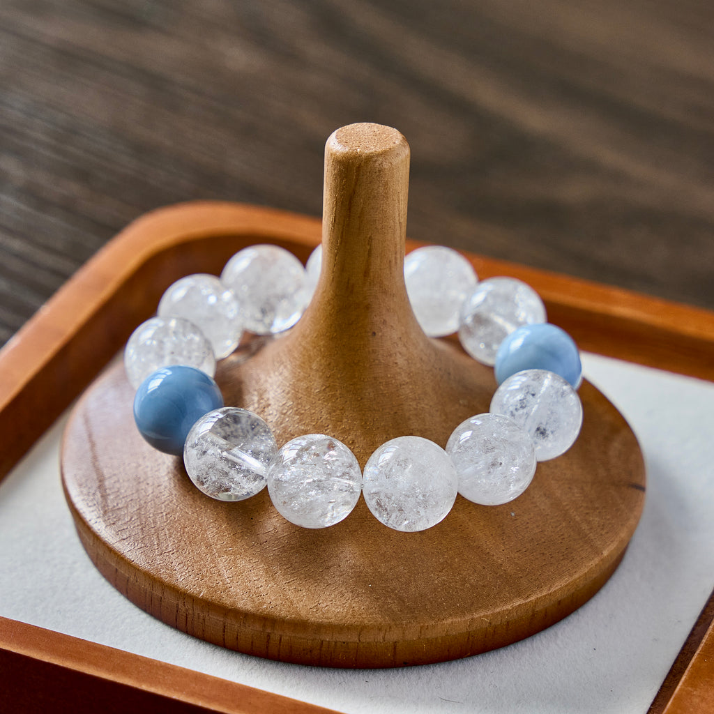 Clear Sky – Clear Quartz Bracelet with Aquamarine Accents | Clarity · Cleansing · Communication