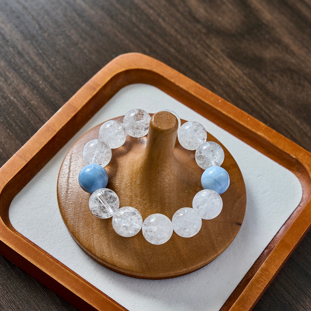 Clear Sky – Clear Quartz Bracelet with Aquamarine Accents | Clarity · Cleansing · Communication