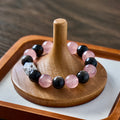 Blush Eclipse – Golden Obsidian & Strawberry Quartz Bracelet with Clear Quartz | Protection · Love · Clarity