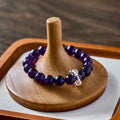 Midnight Violet – Amethyst Bracelet with Clear Quartz Accent | Calm · Intuition · Protection