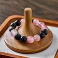 Velvet Ember – Obsidian & Strawberry Quartz Bracelet with Rose Quartz | Protection · Love · Emotional Grounding