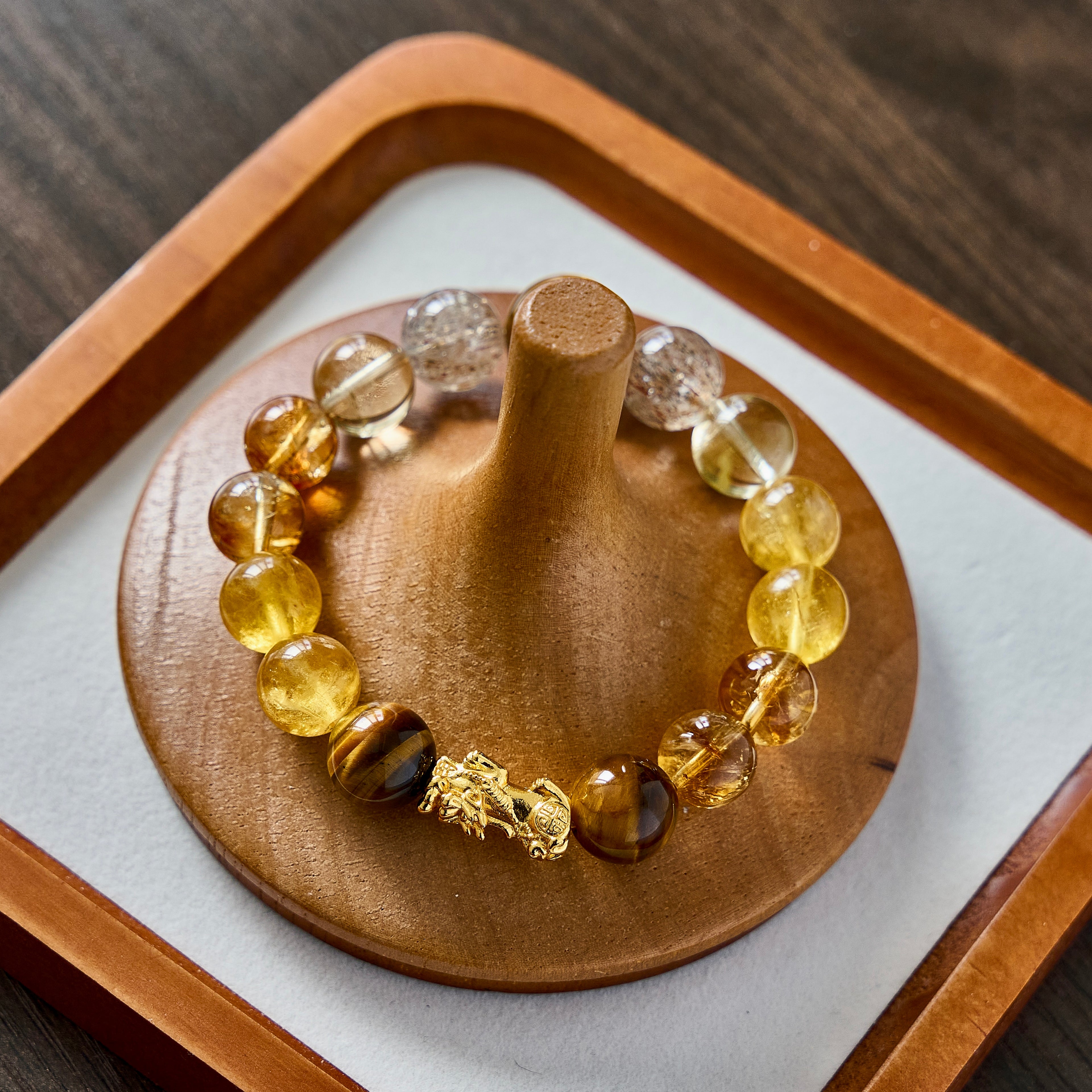 Prosperity Guardian – Tiger's Eye, Citrine & Rutilated Quartz Pixiu Bracelet | Abundance · Protection · Confidence
