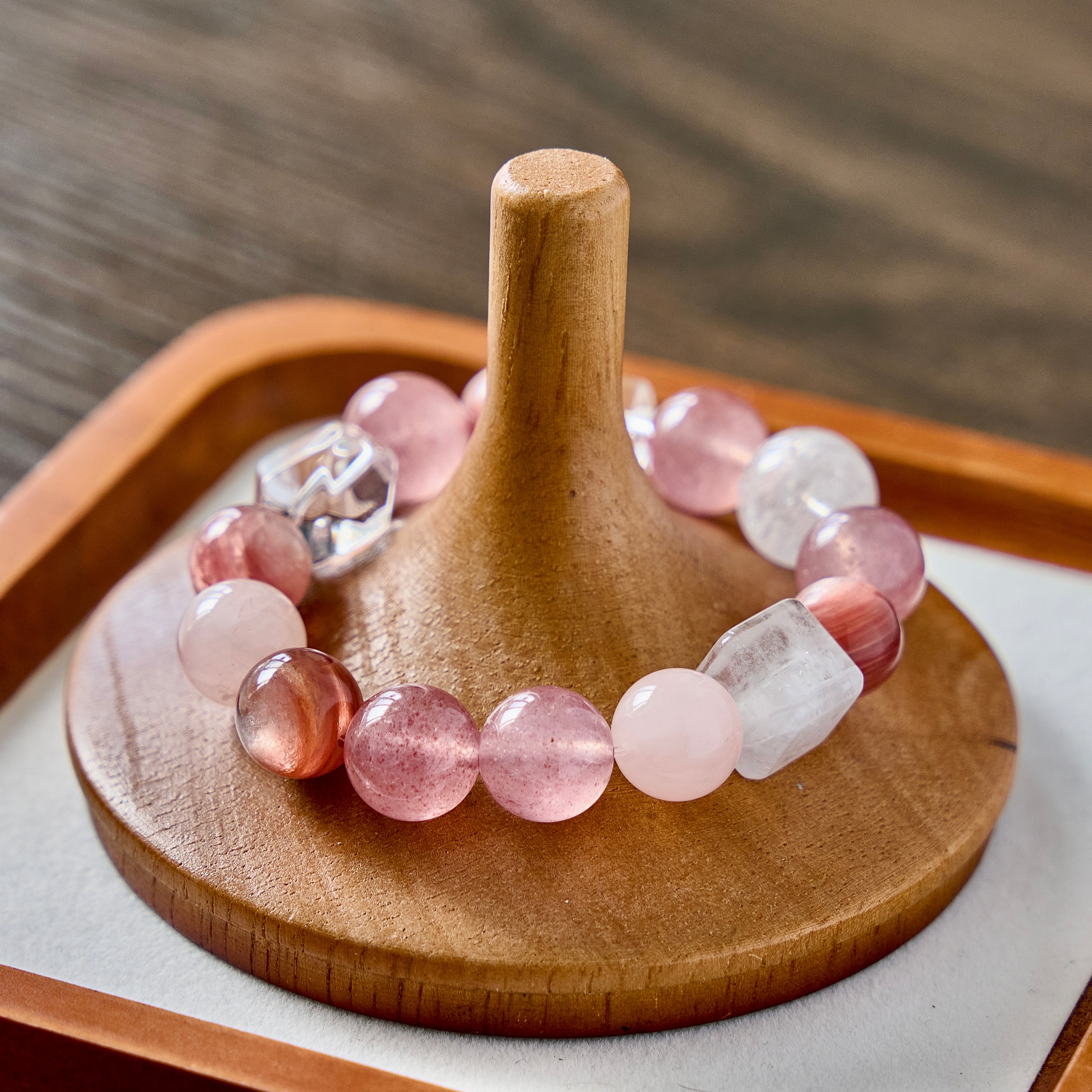 Aphrodite's Bloom – Strawberry Quartz, Rose Quartz & Pink Koi Quartz Bracelet | Self-Love · Heart Healing · Romance