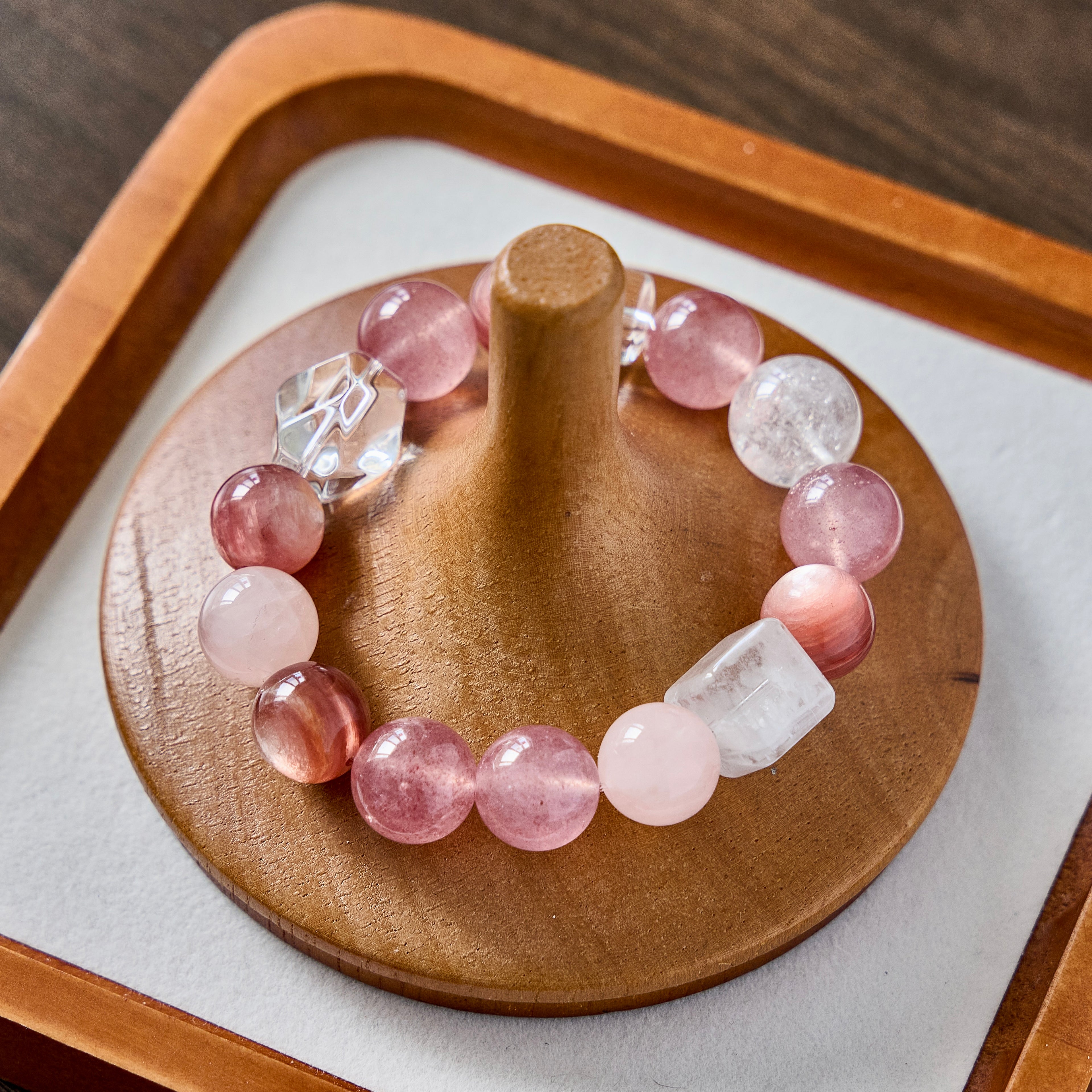Aphrodite's Bloom – Strawberry Quartz, Rose Quartz & Pink Koi Quartz Bracelet | Self-Love · Heart Healing · Romance