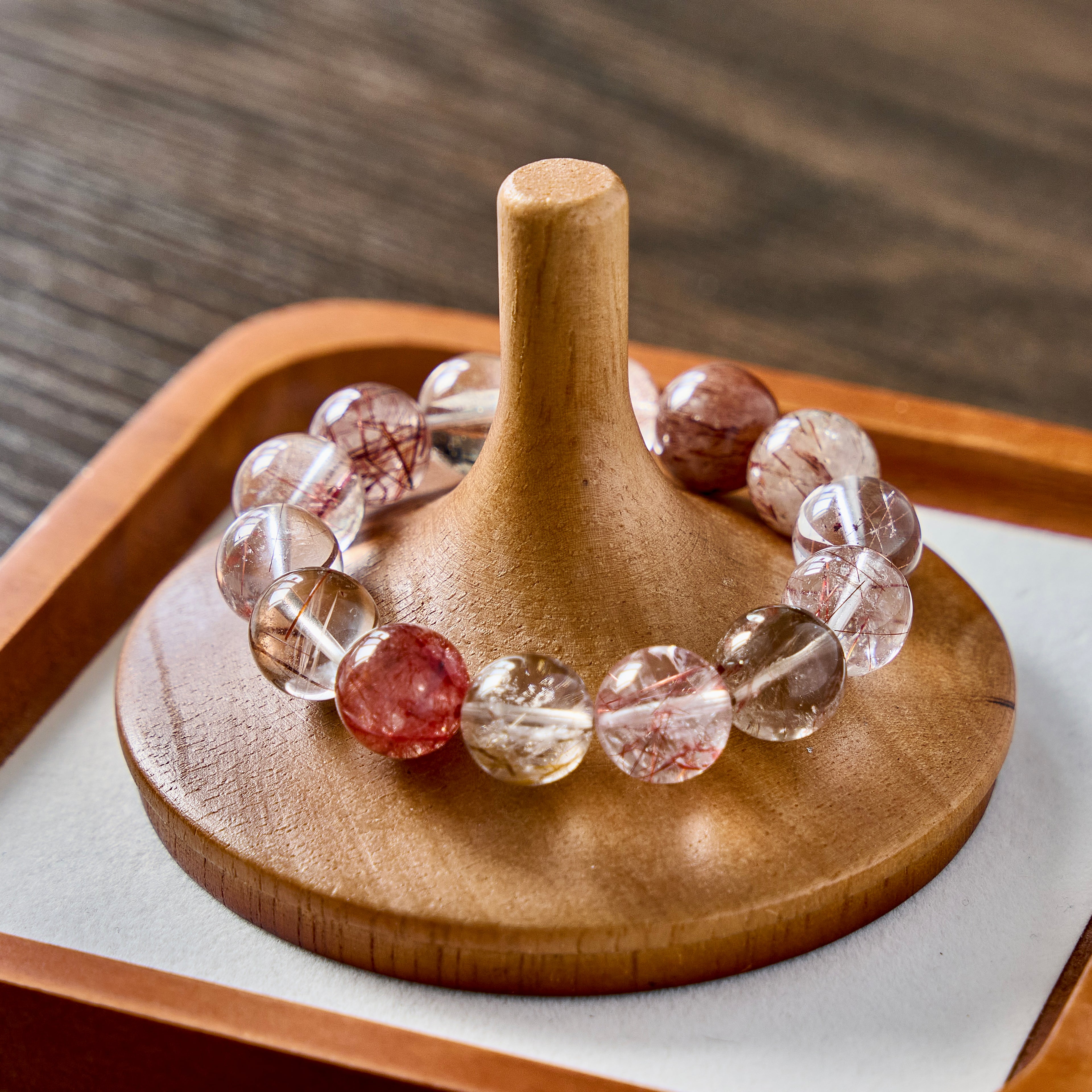 Persephone's Veil – Red Rutilated Quartz & Strawberry Quartz Bracelet | Abundance · Grounding · Vital Energy