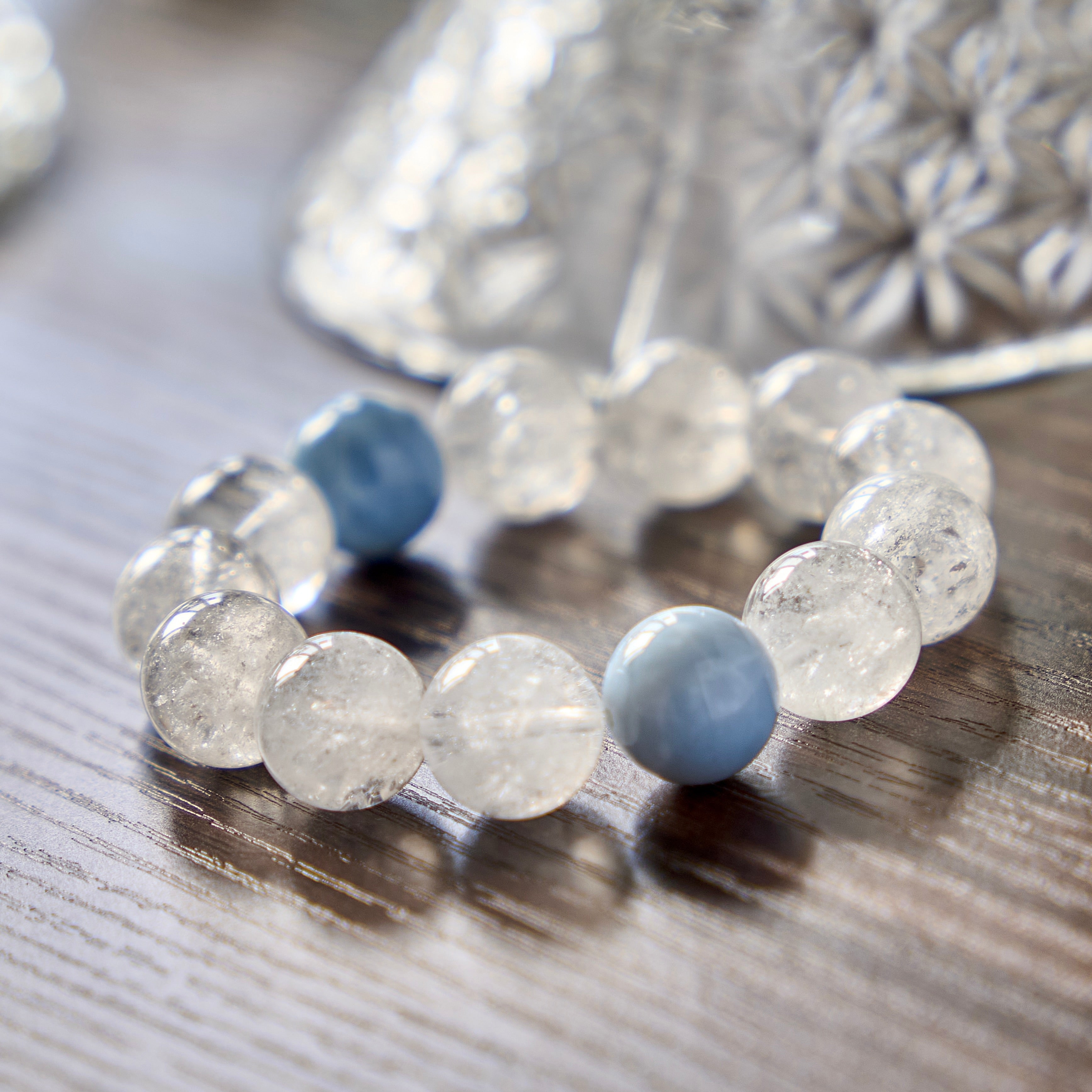 Clear Sky – Clear Quartz Bracelet with Aquamarine Accents | Clarity · Cleansing · Communication