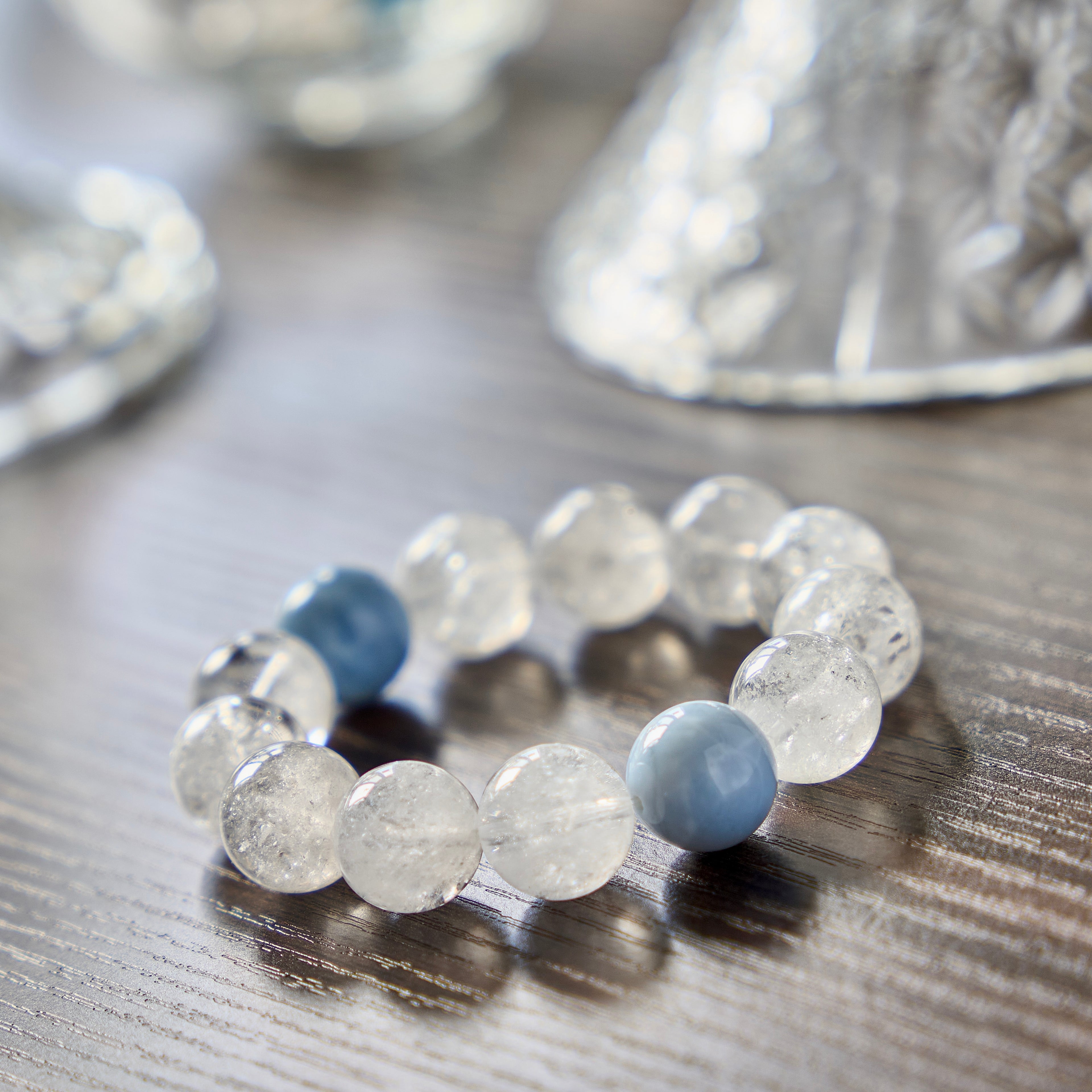 Clear Sky – Clear Quartz Bracelet with Aquamarine Accents | Clarity · Cleansing · Communication