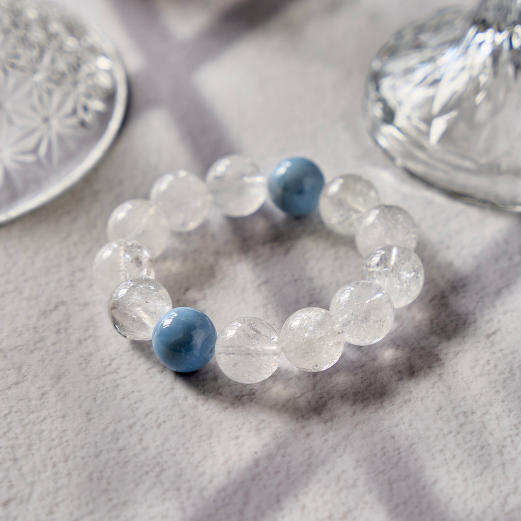 Clear Sky – Clear Quartz Bracelet with Aquamarine Accents | Clarity · Cleansing · Communication