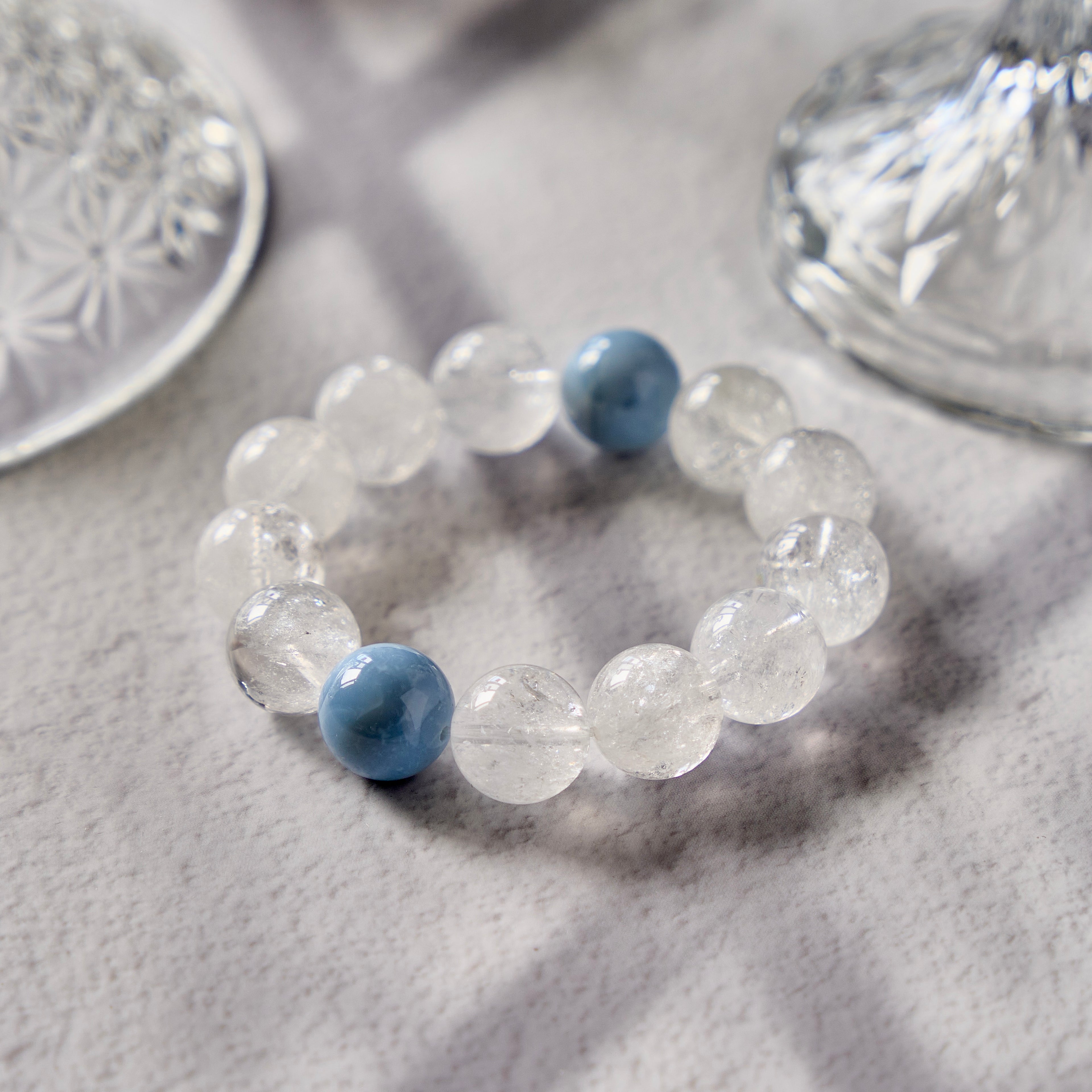 Clear Sky – Clear Quartz Bracelet with Aquamarine Accents | Clarity · Cleansing · Communication
