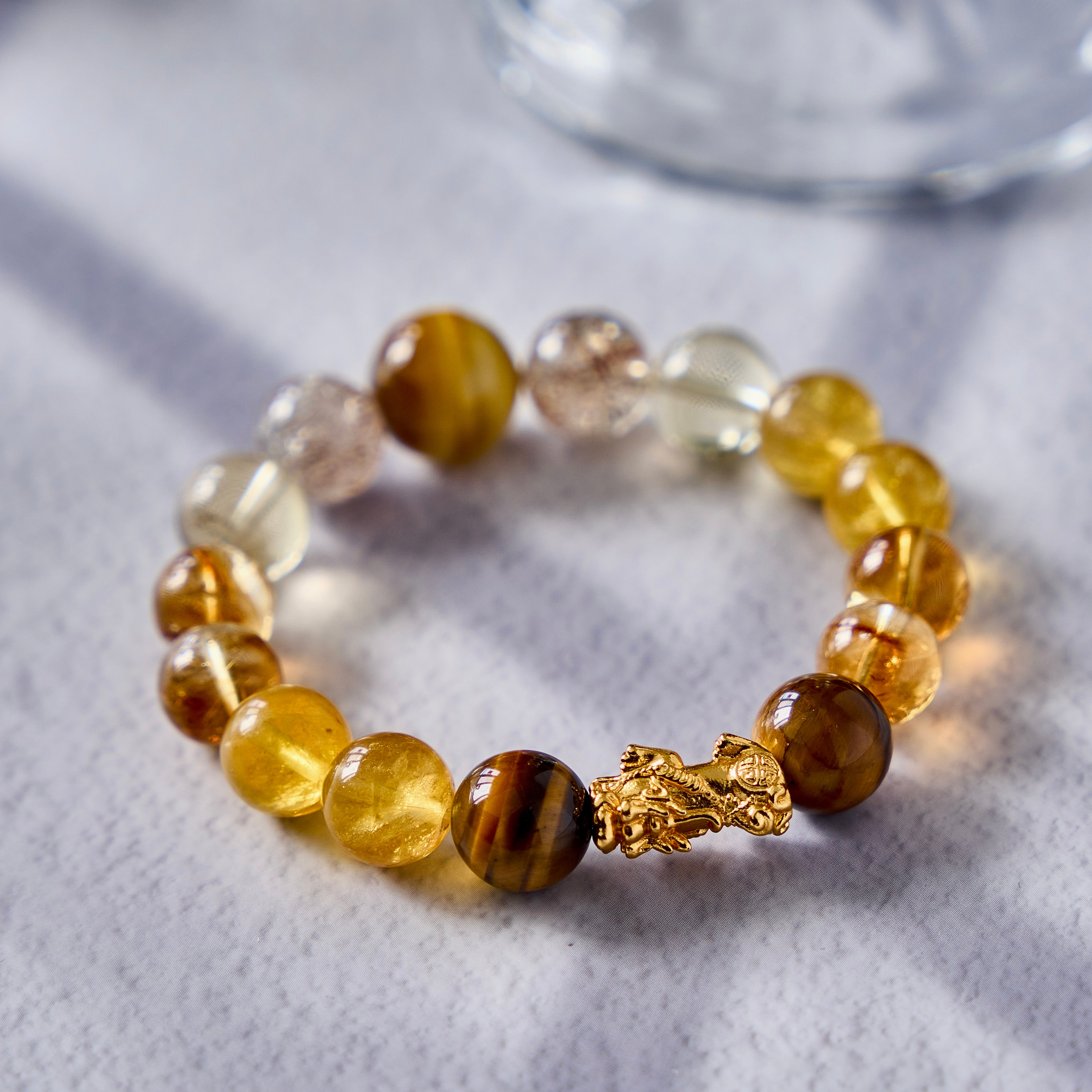 Prosperity Guardian – Tiger's Eye, Citrine & Rutilated Quartz Pixiu Bracelet | Abundance · Protection · Confidence