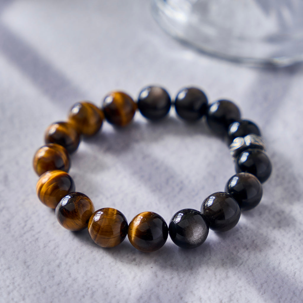 Gilded Shield – Tiger's Eye & Golden Obsidian Bracelet | Protection · Confidence · Grounding