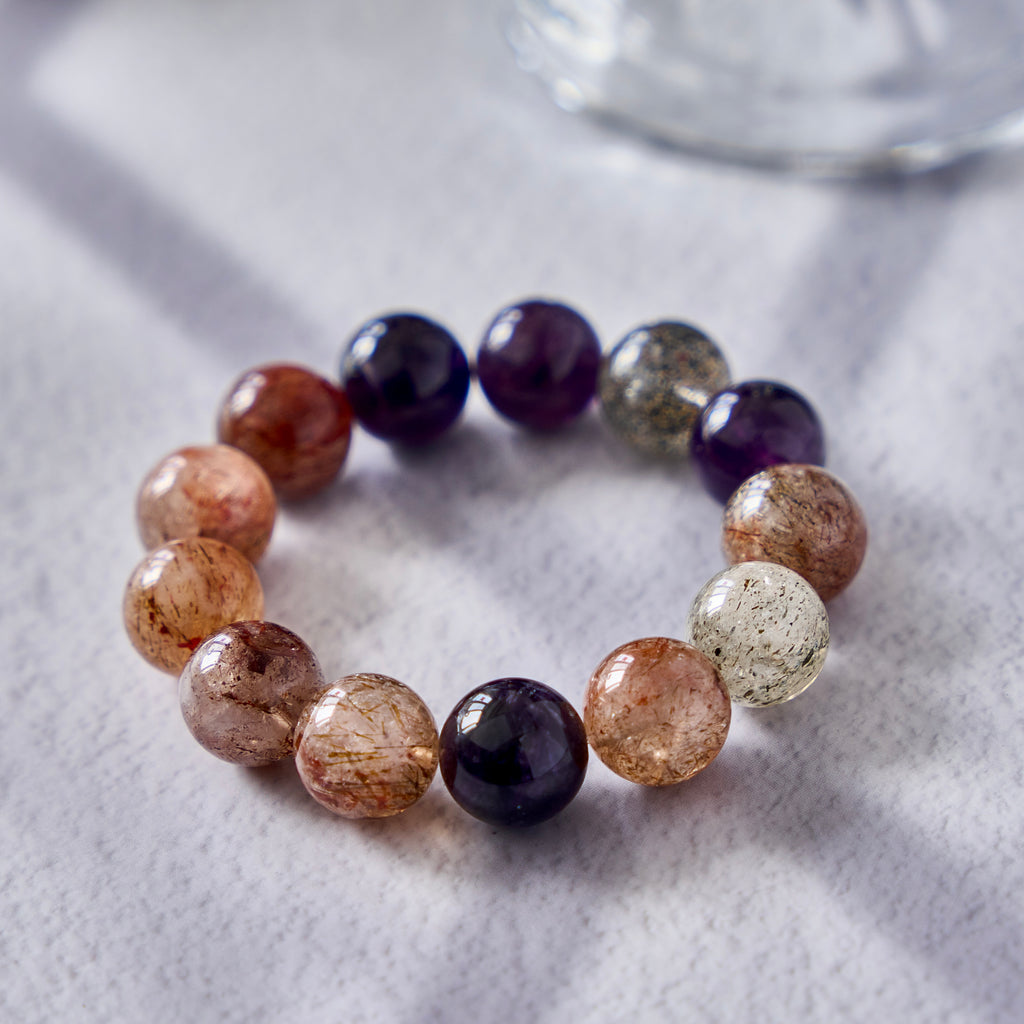 Earthen Violet – Amethyst & Mixed Crystal Bracelet | Grounding · Clarity · Inner Renewal