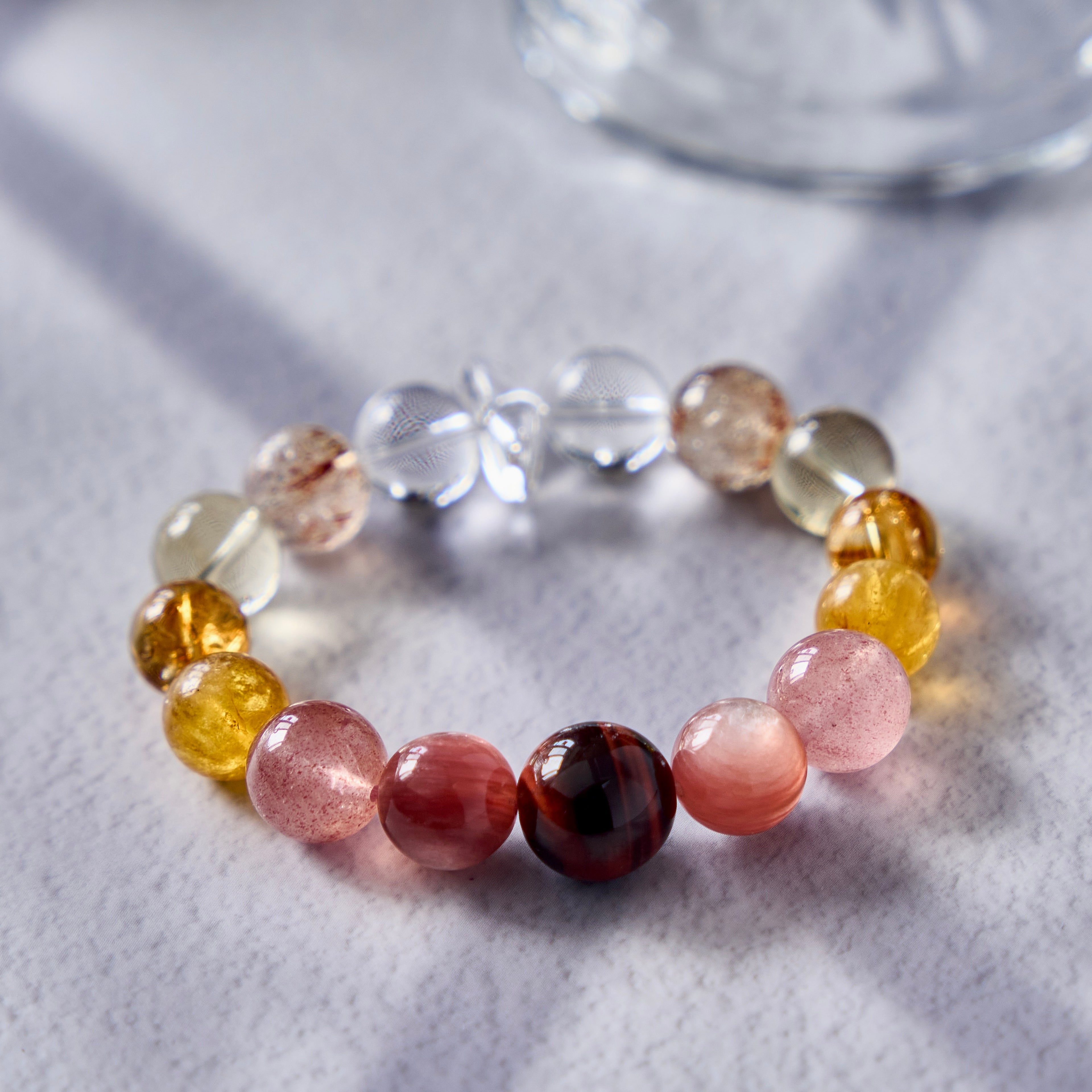 Honey Blush – Strawberry Quartz, Lemon Quartz, Rose Quartz & Clear Quartz Bracelet | Joy · Softness · Clarity
