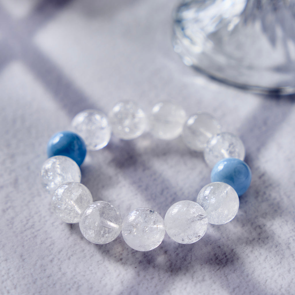Clear Sky – Clear Quartz Bracelet with Aquamarine Accents | Clarity · Cleansing · Communication