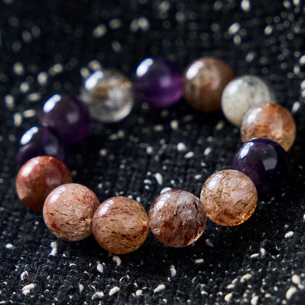 Earthen Violet – Amethyst & Mixed Crystal Bracelet | Grounding · Clarity · Inner Renewal