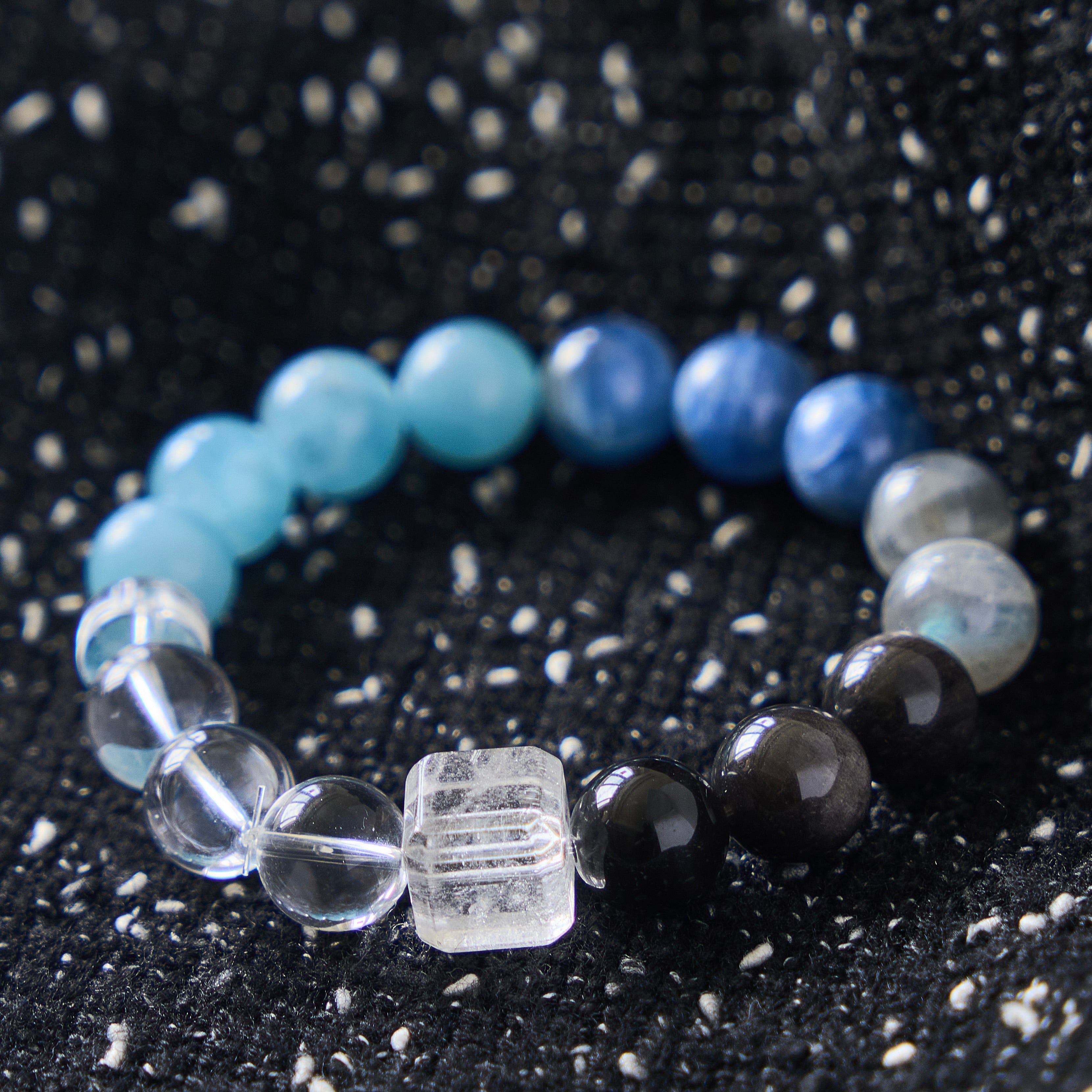 Blue Shield – Aquamarine, Labradorite & Obsidian Bracelet | Clarity · Protection · Communication