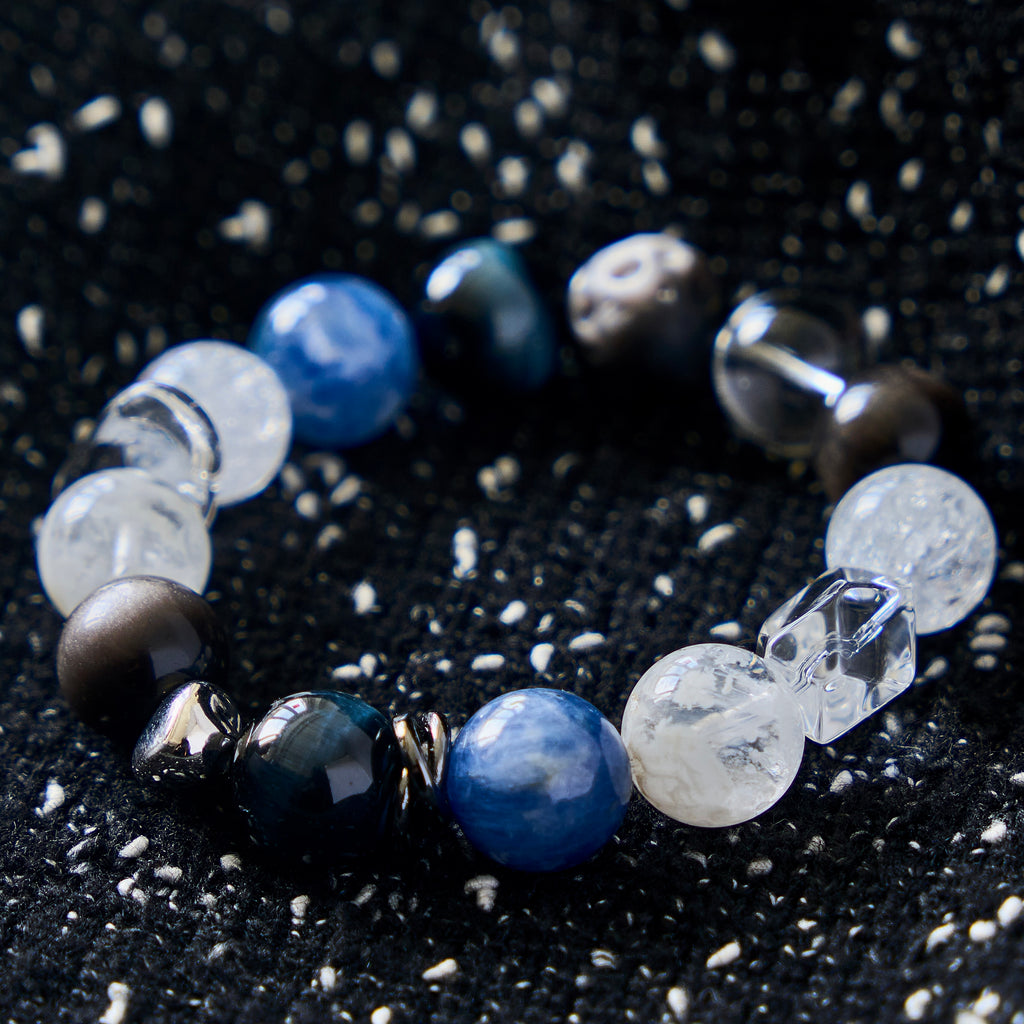 Lunar Tide – Blue Sodalite, Clear Quartz & Obsidian Bracelet | Calm · Clarity · Protection