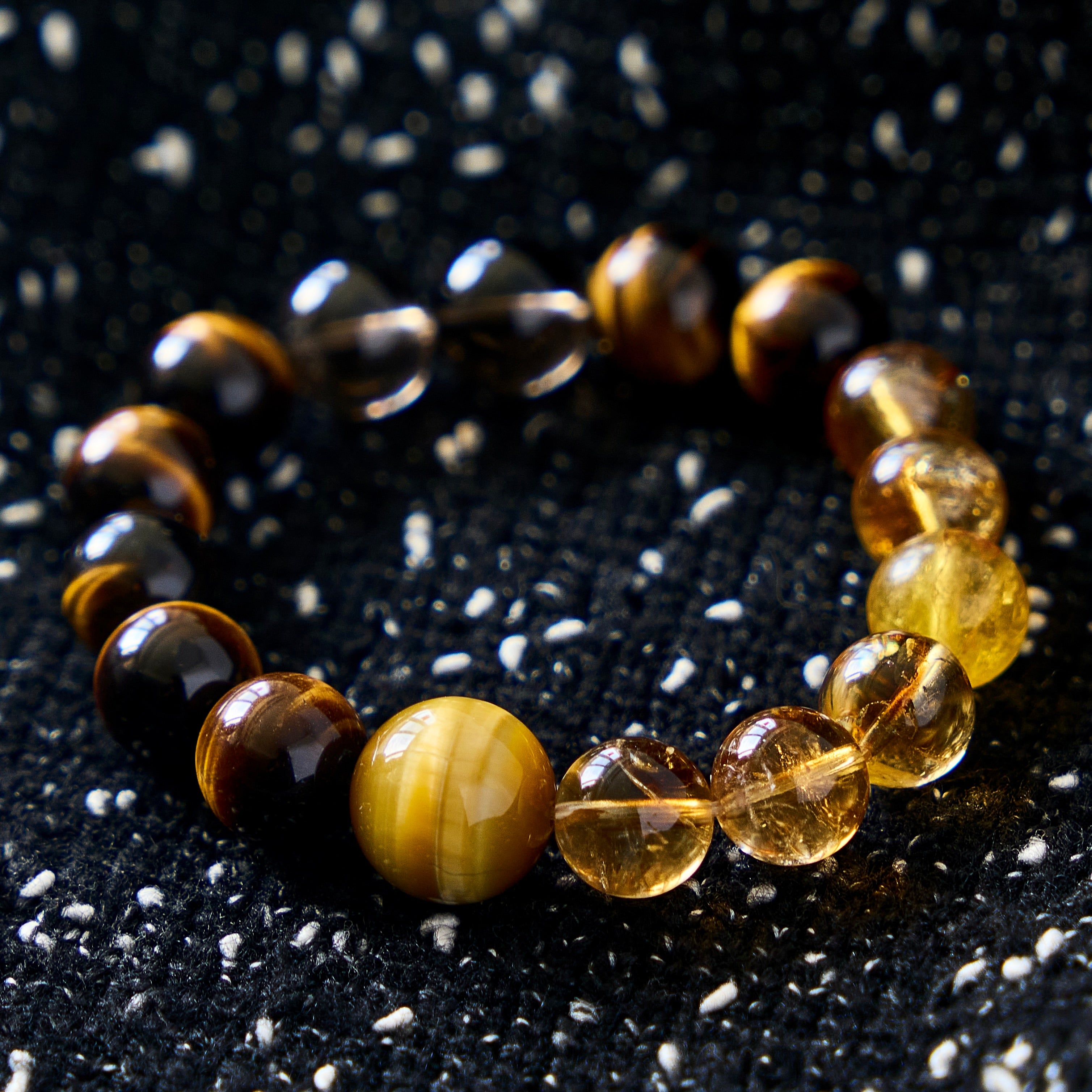 Golden Hearth – Tiger's Eye, Citrine & Smoky Quartz Bracelet | Confidence · Grounding · Warmth