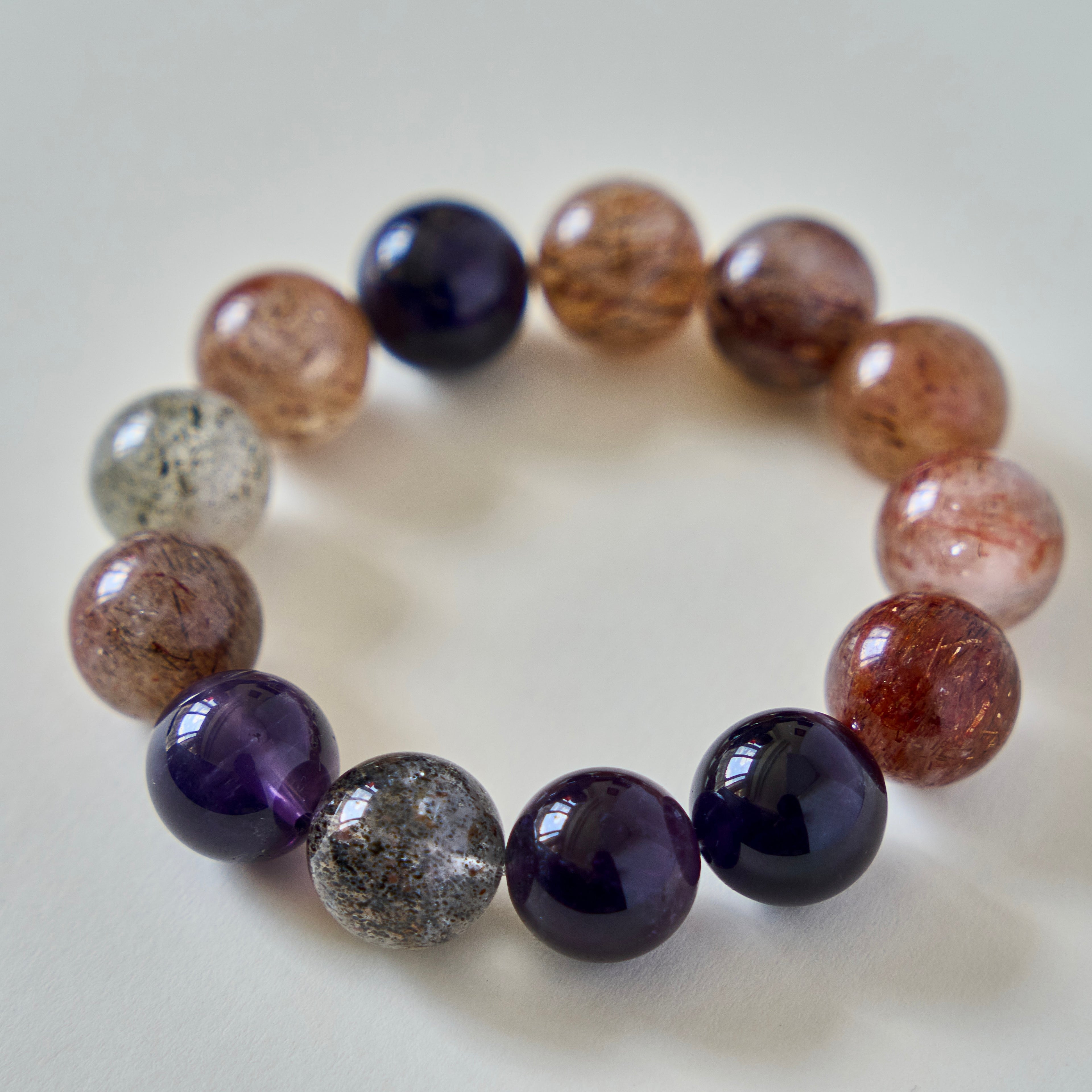 Earthen Violet – Amethyst & Mixed Crystal Bracelet | Grounding · Clarity · Inner Renewal