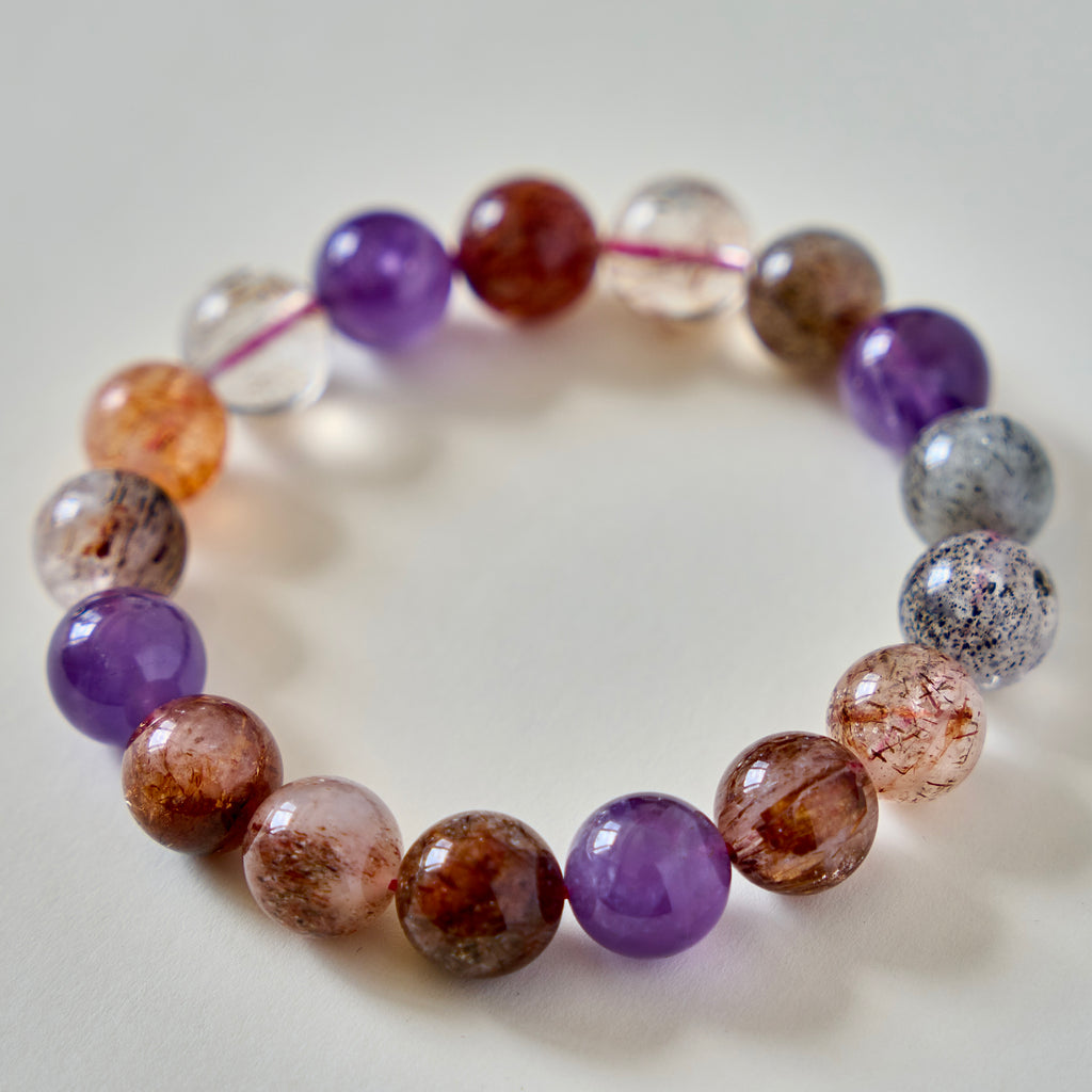 Crimson Violet – Amethyst & Rutilated Quartz Bracelet | Clarity · Vitality · Grounding
