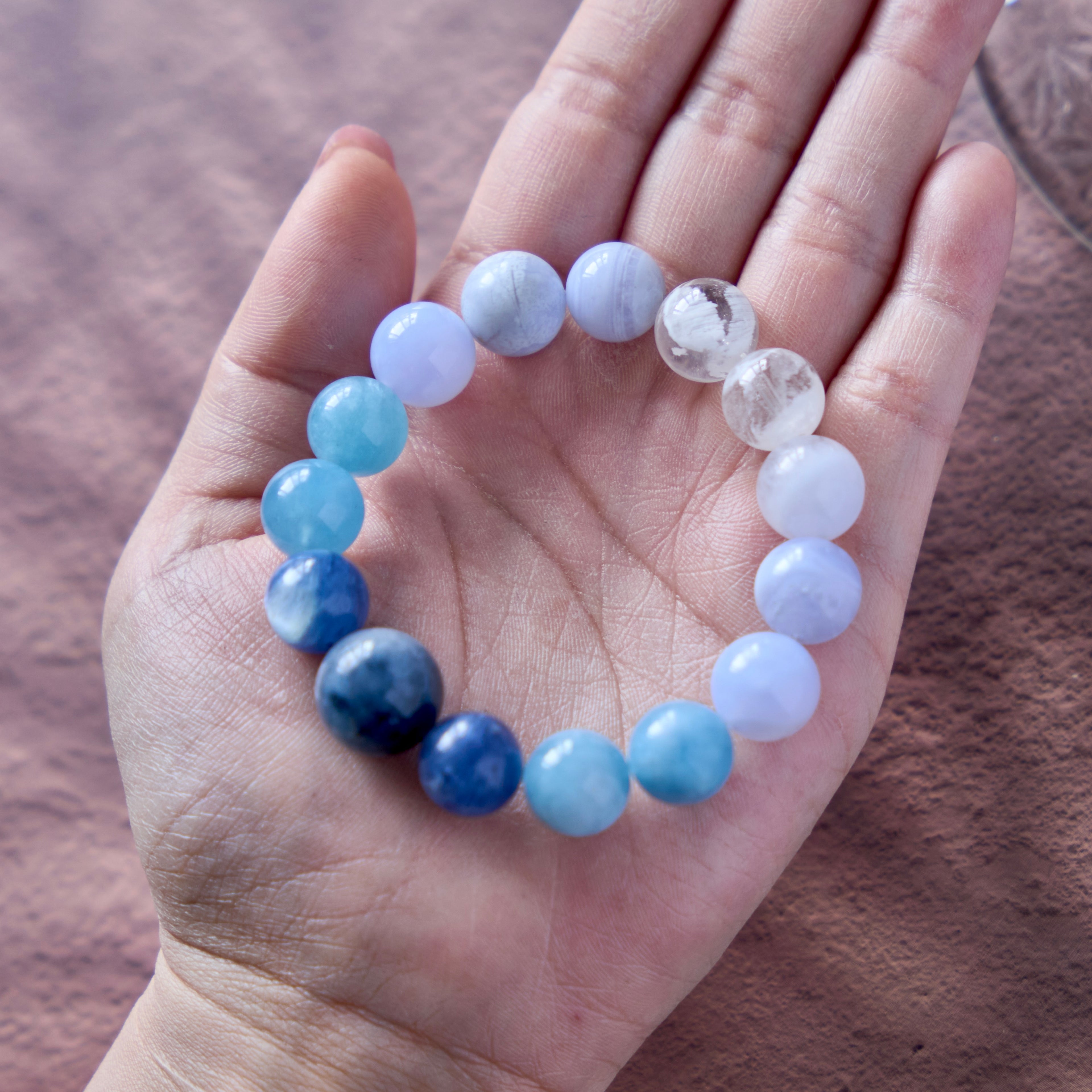 Sky Tide – Aquamarine & Blue Lace Agate Bracelet | Calm · Flow · Clear Expression