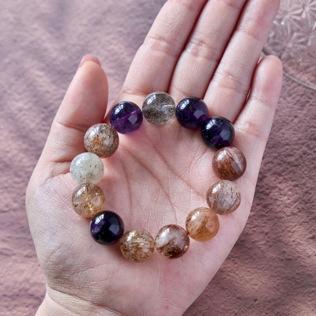 Earthen Violet – Amethyst & Mixed Crystal Bracelet | Grounding · Clarity · Inner Renewal