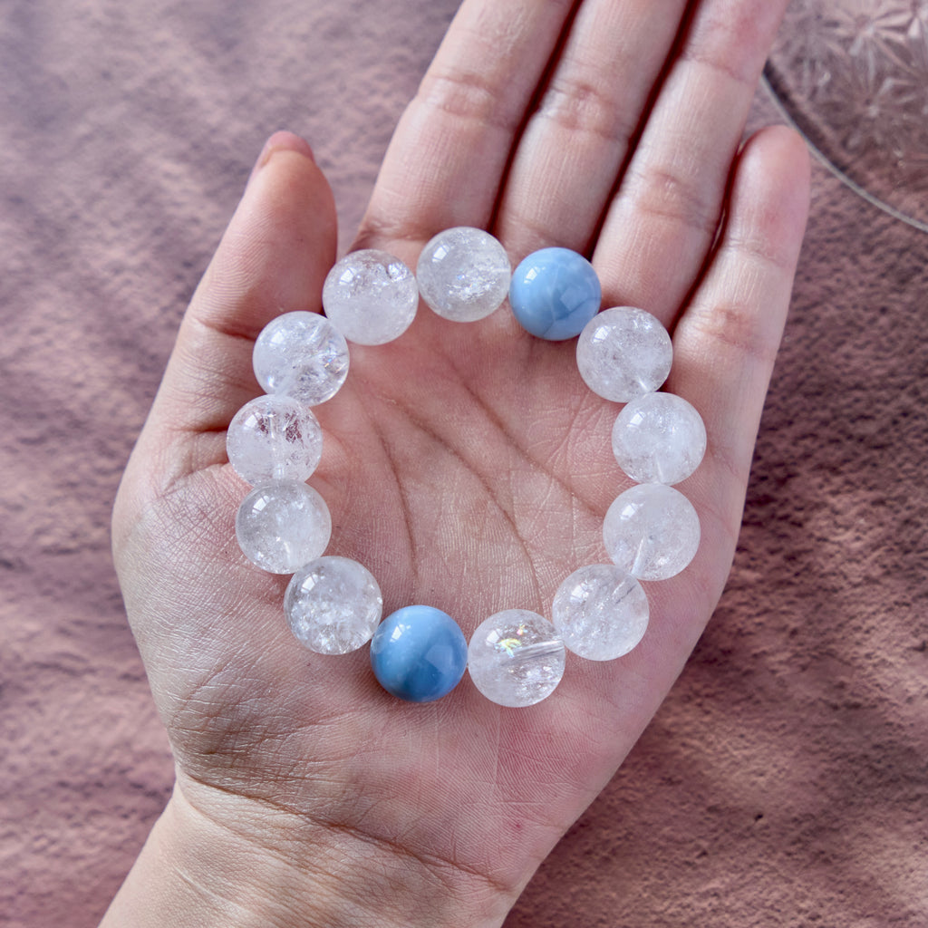 Clear Sky – Clear Quartz Bracelet with Aquamarine Accents | Clarity · Cleansing · Communication