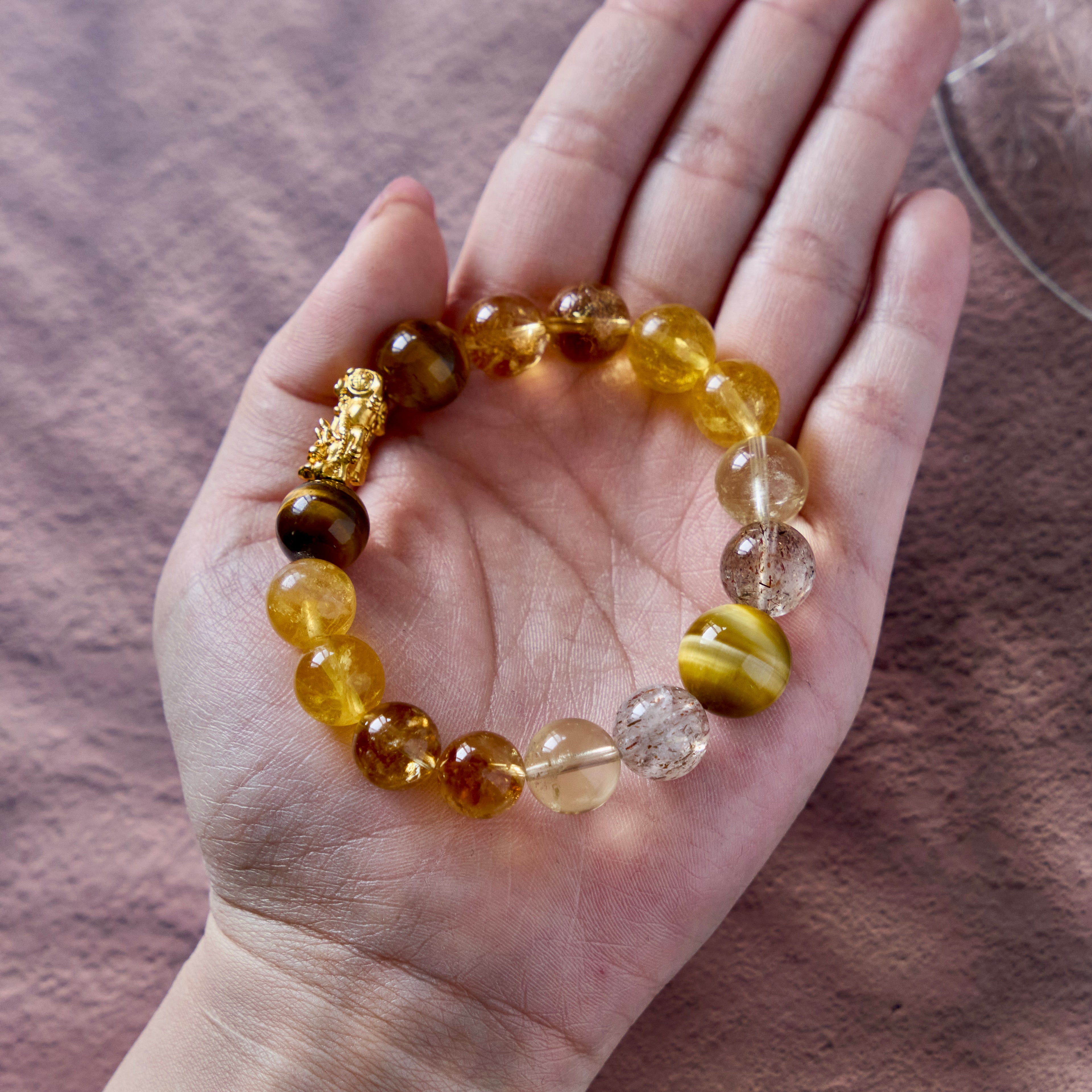 Prosperity Guardian – Tiger's Eye, Citrine & Rutilated Quartz Pixiu Bracelet | Abundance · Protection · Confidence