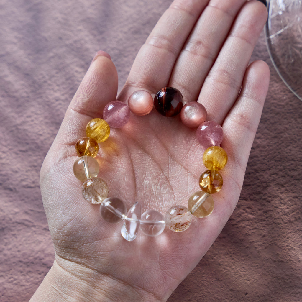 Honey Blush – Strawberry Quartz, Lemon Quartz, Rose Quartz & Clear Quartz Bracelet | Joy · Softness · Clarity