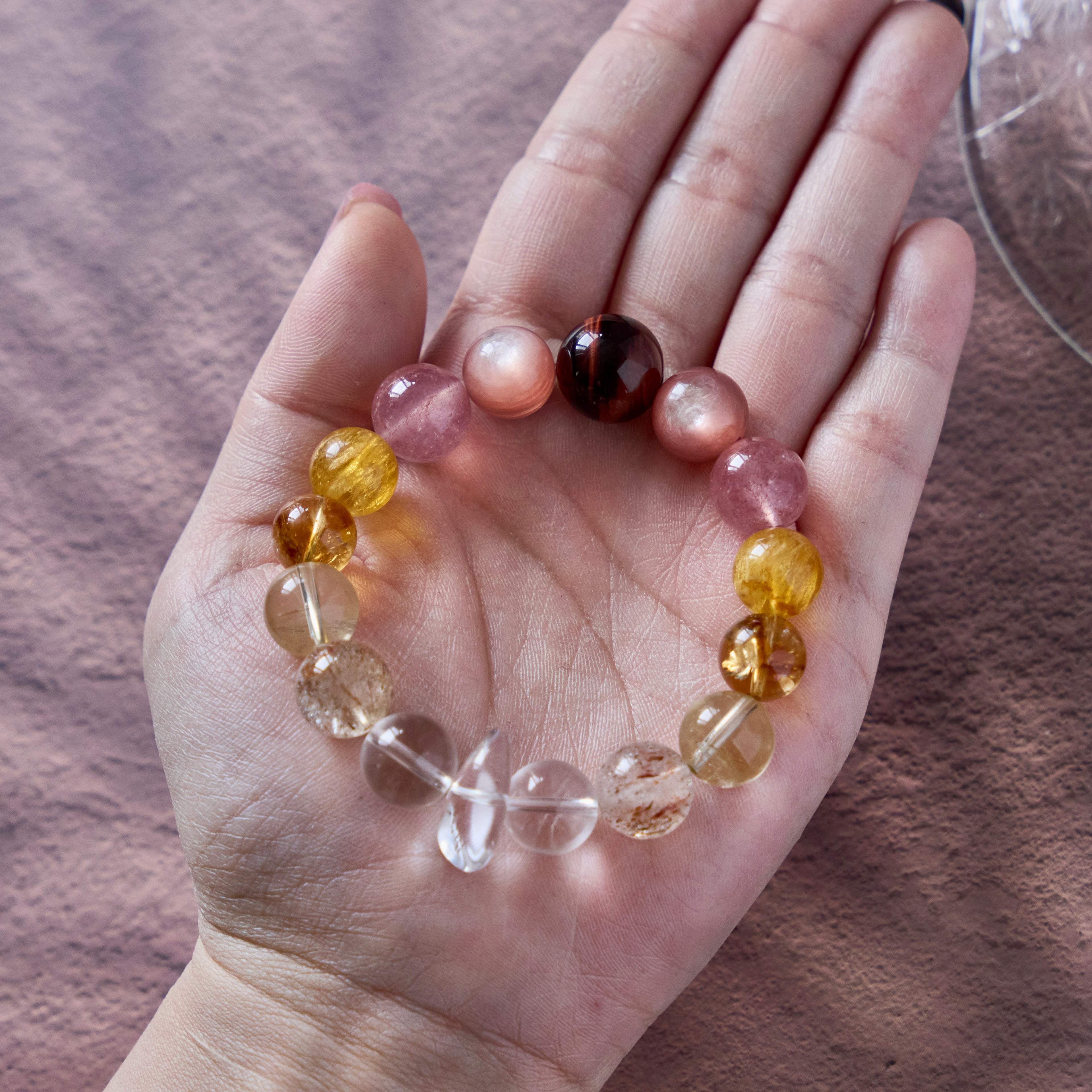 Honey Blush – Strawberry Quartz, Lemon Quartz, Rose Quartz & Clear Quartz Bracelet | Joy · Softness · Clarity