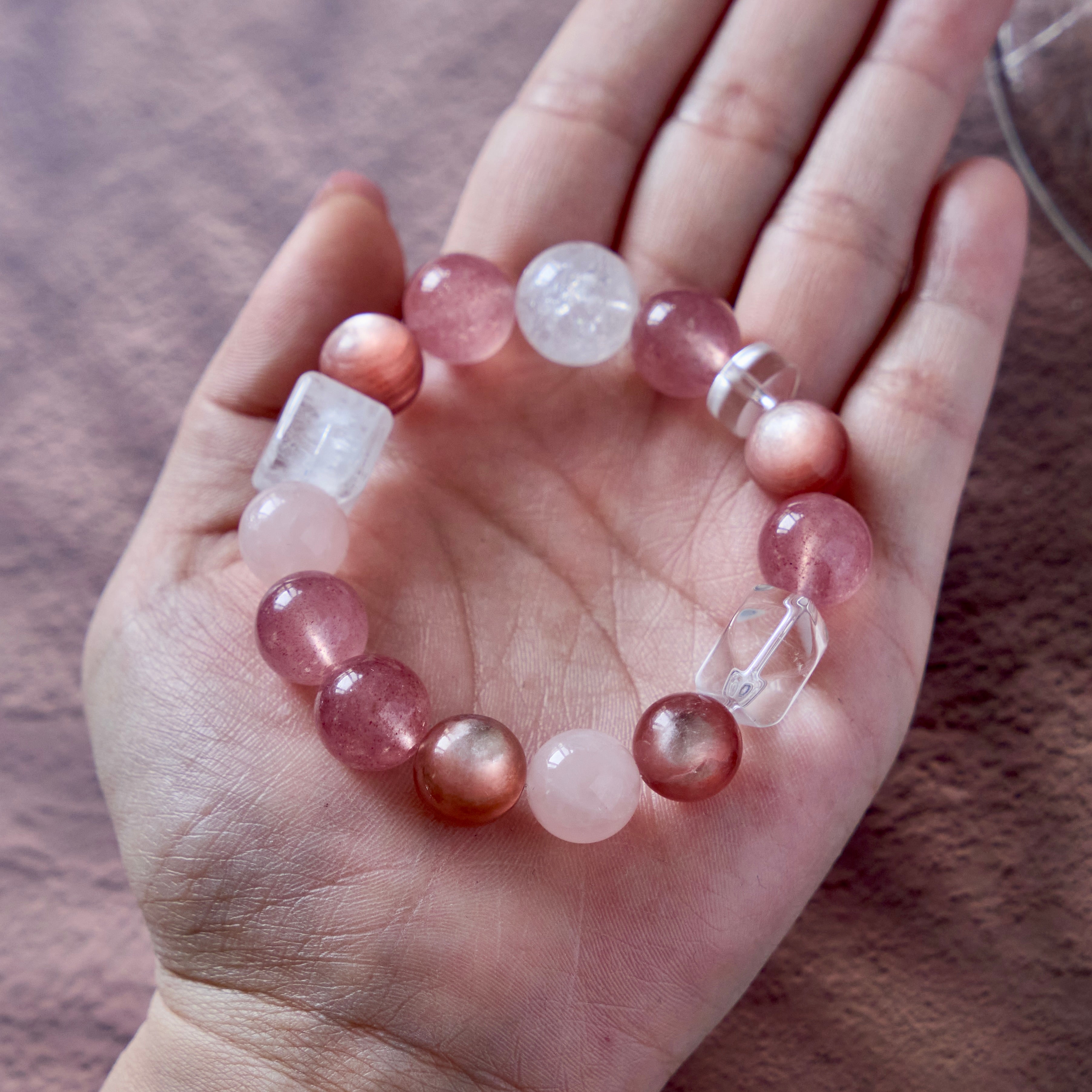 Aphrodite's Bloom – Strawberry Quartz, Rose Quartz & Pink Koi Quartz Bracelet | Self-Love · Heart Healing · Romance