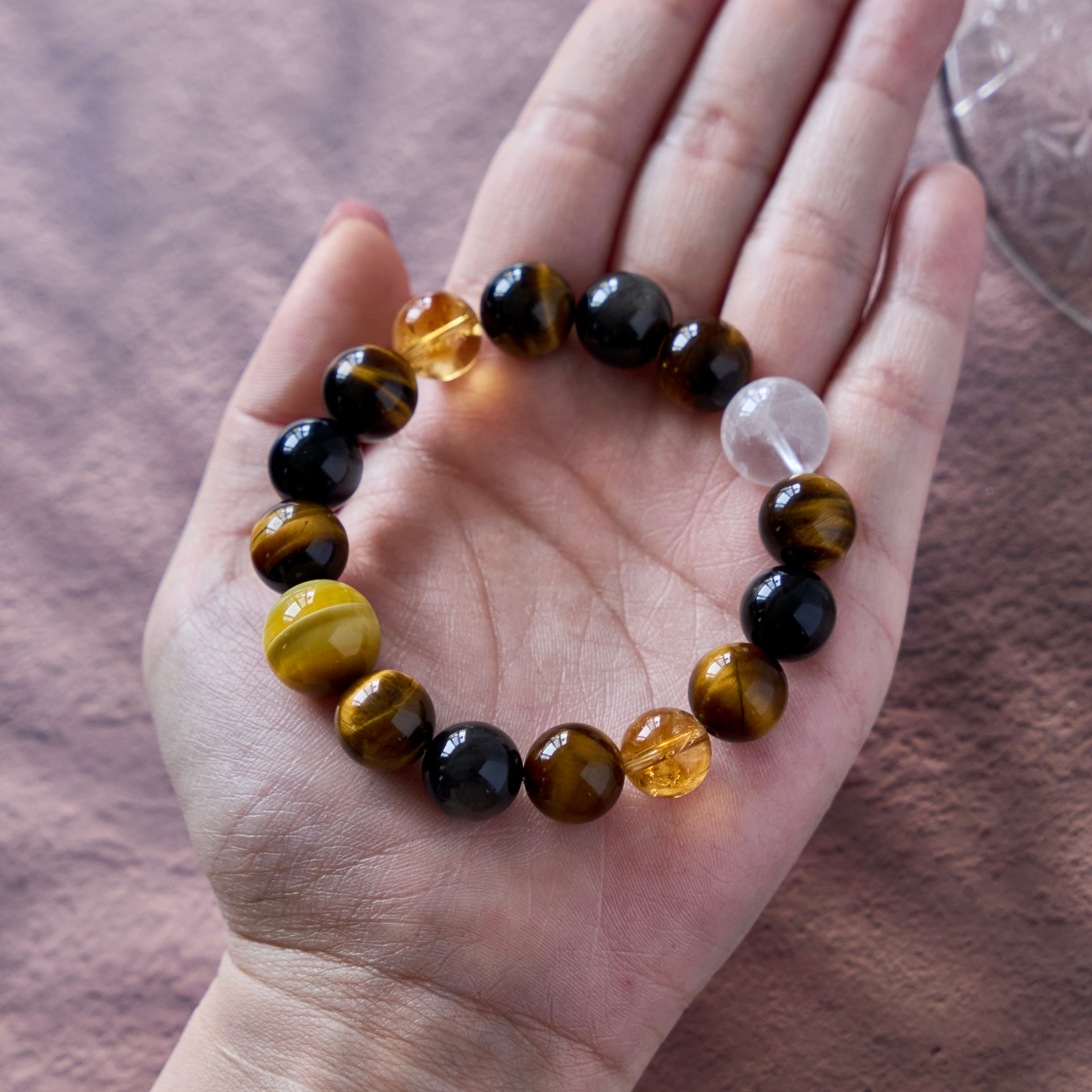 Golden Sentinel – Tiger's Eye, Golden Obsidian & Clear Quartz Bracelet | Protection · Confidence · Clarity