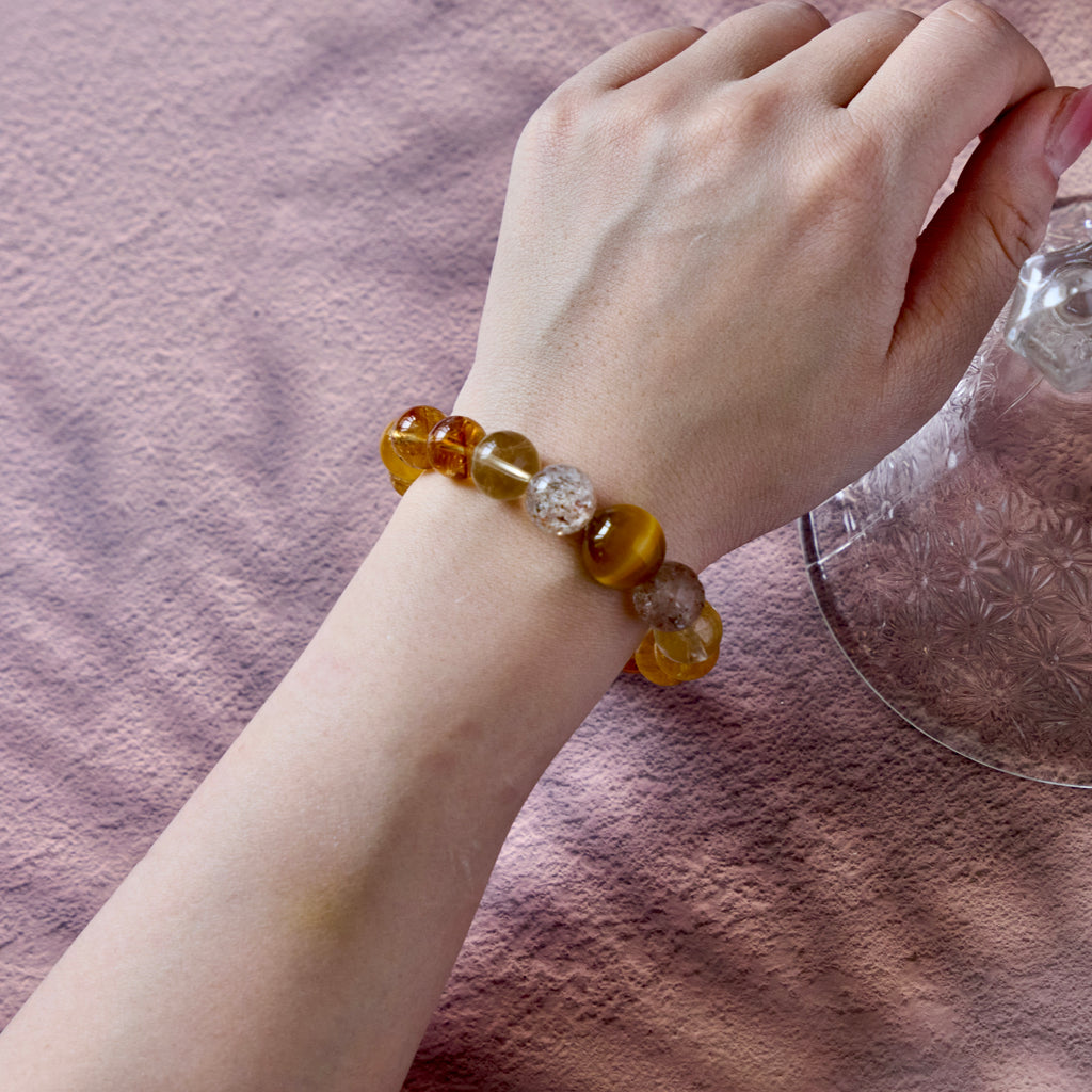 Prosperity Guardian – Tiger's Eye, Citrine & Rutilated Quartz Pixiu Bracelet | Abundance · Protection · Confidence
