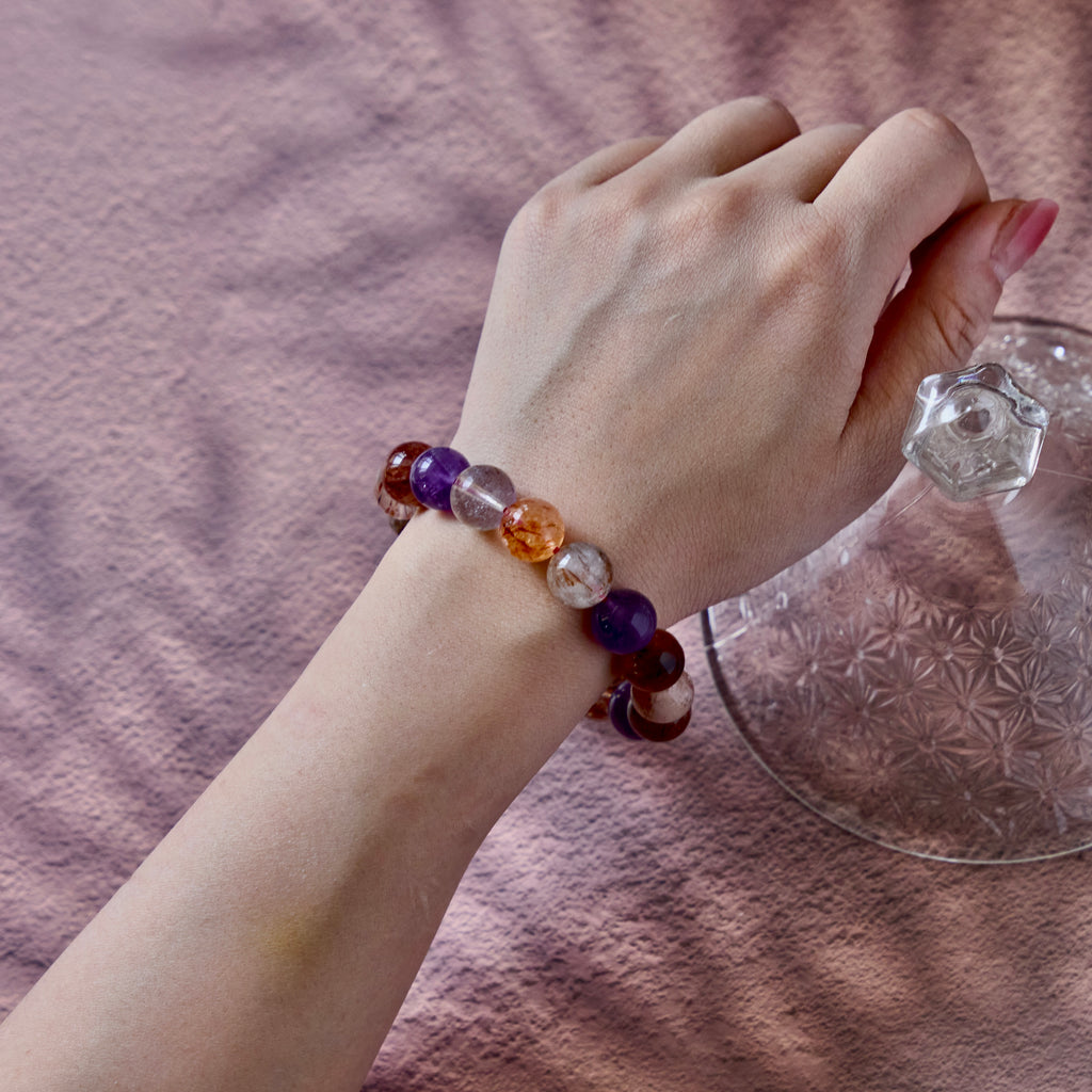 Earthen Violet – Amethyst & Mixed Crystal Bracelet | Grounding · Clarity · Inner Renewal